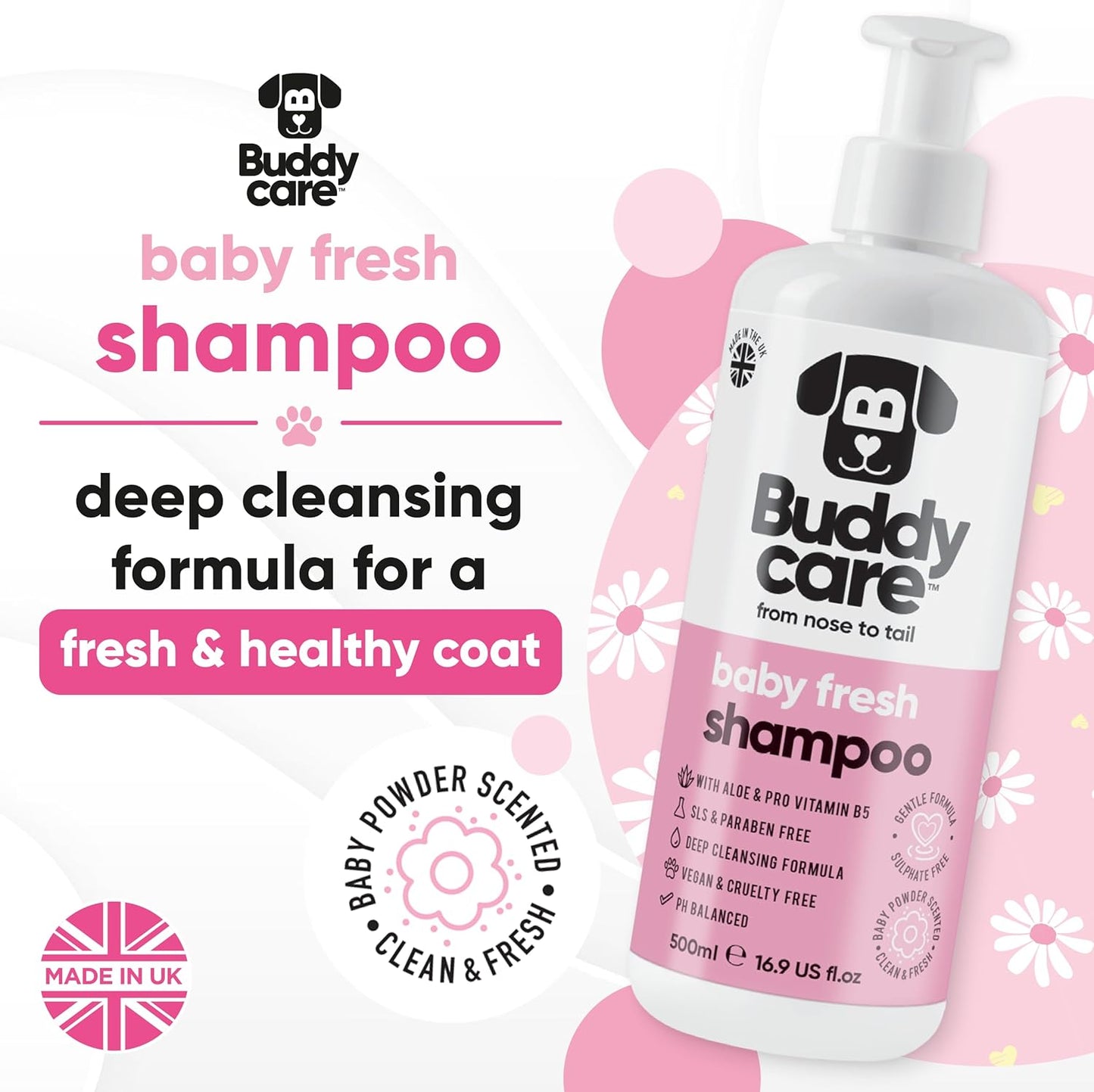 Baby Fresh Dog Shampoo by Buddycare | Deep Cleansing Shampoo for Dogs | Fresh Scented | with Aloe Vera and Pro Vitamin B5 (50.72oz)