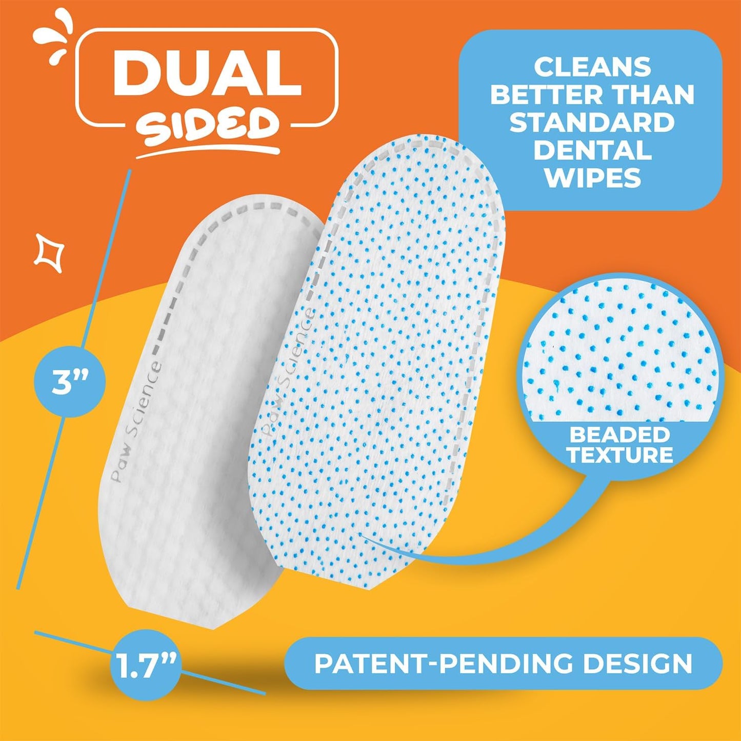 Cat & Dog Teeth Cleaning Wipes - Dental Finger Wipes for Cats & Dogs - Pet Toothbrush & Tooth Brushing Kit - Effective Teeth Cleaner (Unscented)