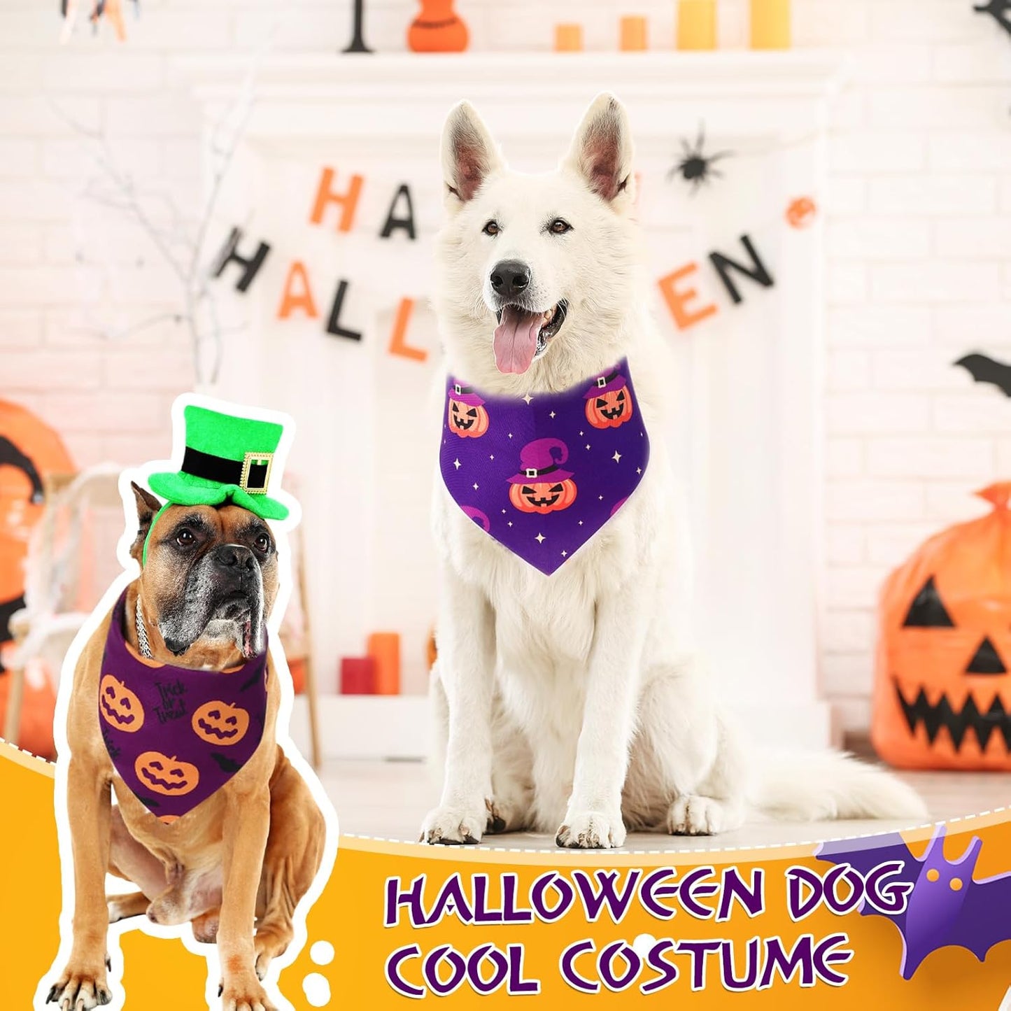 Abbylike 50 Pcs Halloween Dog Bandanas Bulk Pumpkin Bandanas for Dogs Triangle Kerchief Bibs Scarf Set for Pet Halloween Costume Photo Props Accessories Pet Shops, 25 Styles (31.5 x 21.7 x 21.7")
