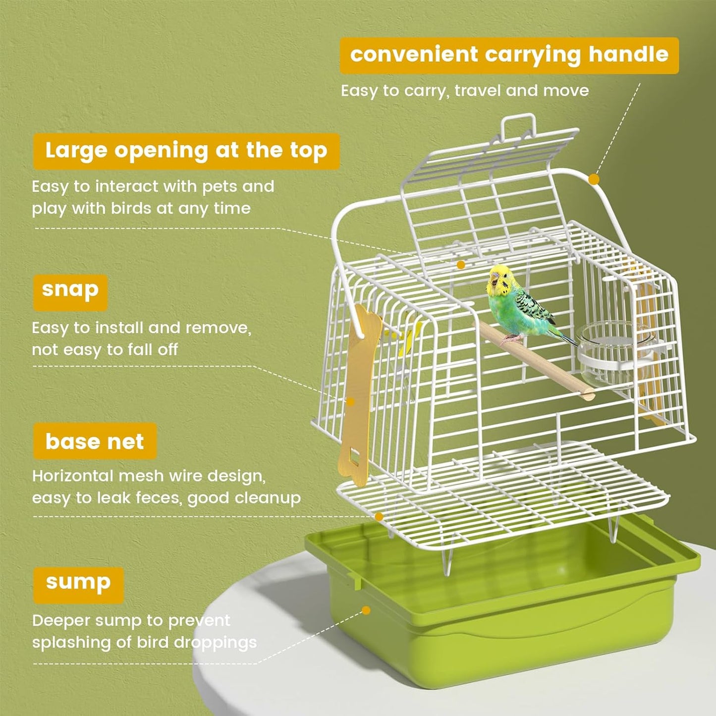 BAGHBPM Small Bird cage,Travel Cage for Birds and Small Animals, Parakeet cage,Bird Carrier Travel cage,Bird Travel cage, jaulas para pájaros,Green,(Size:S,M,L) (L)
