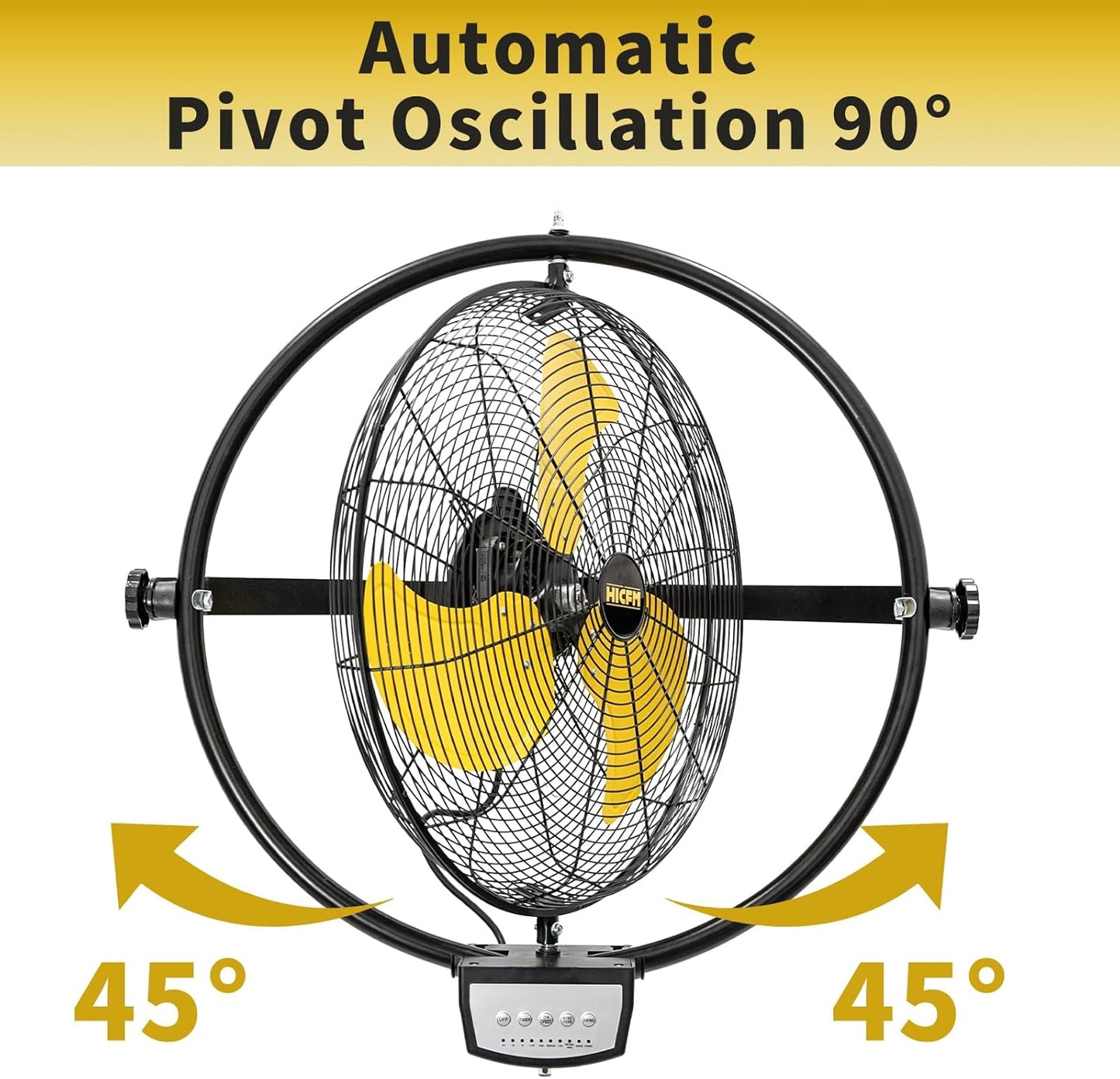 HiCFM 20" Remote Control Wall Mounted Fan, 5000 CFM High Velocity 3-Speed Oscillating Wall Fans with Timer for Industrial, Commercial, Warehouse, Garage, Gazebo and Patios - UL Listed, 2 Pack