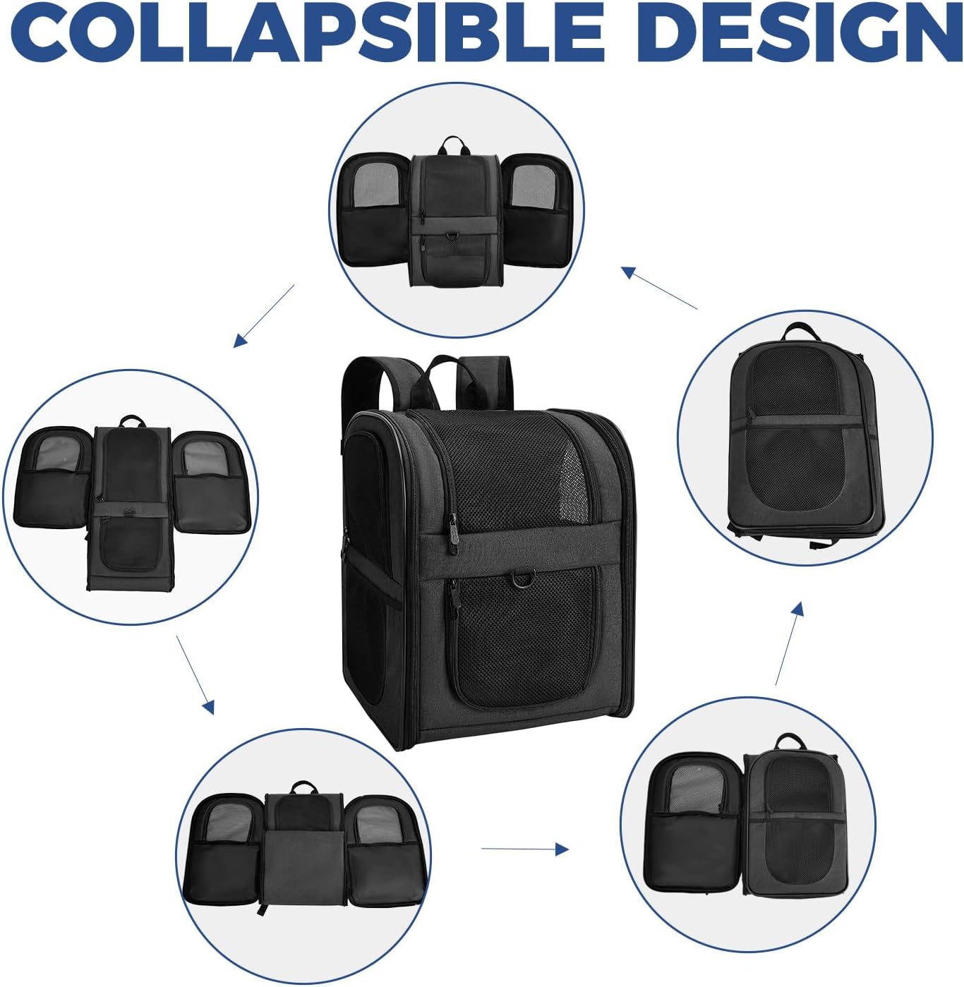 Apollo Walker Dog & Cat Carrier Backpack for 4-15lb Pets - Ventilated Safe Design with Padded Back Support, Breathable Mesh Pet Backpack for Hiking, Travel, Outdoor (Black)