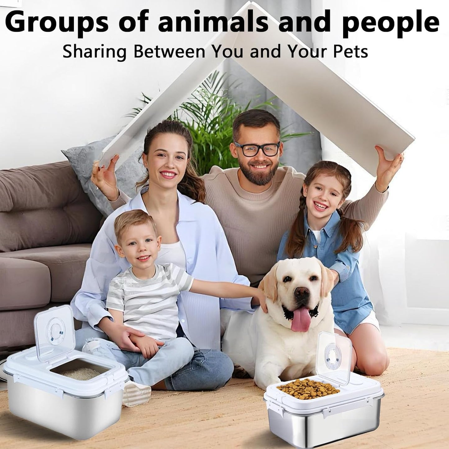 Sanbo Dog Food Storage Container Stainless Steel with Scoop, Airtight Pet Metal Food Storage Bin,Cat Food Canister,Storage Box with Date Tracker for Kitchen (Sliver, 10L)