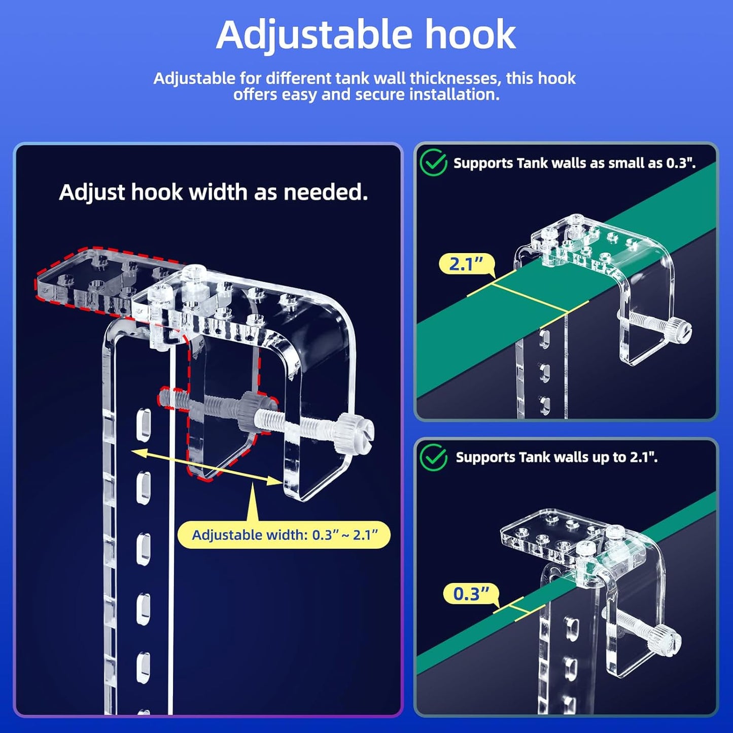 Adjustable Hanging Turtle Dock with Anti-Slip Artificial Grass Basking Platform Sturdy Acrylic Ramp for Aquatic Turtles, Compatible with Various Tank Sizes, Easy Setup (Transparent, 11x5.8 Inch)