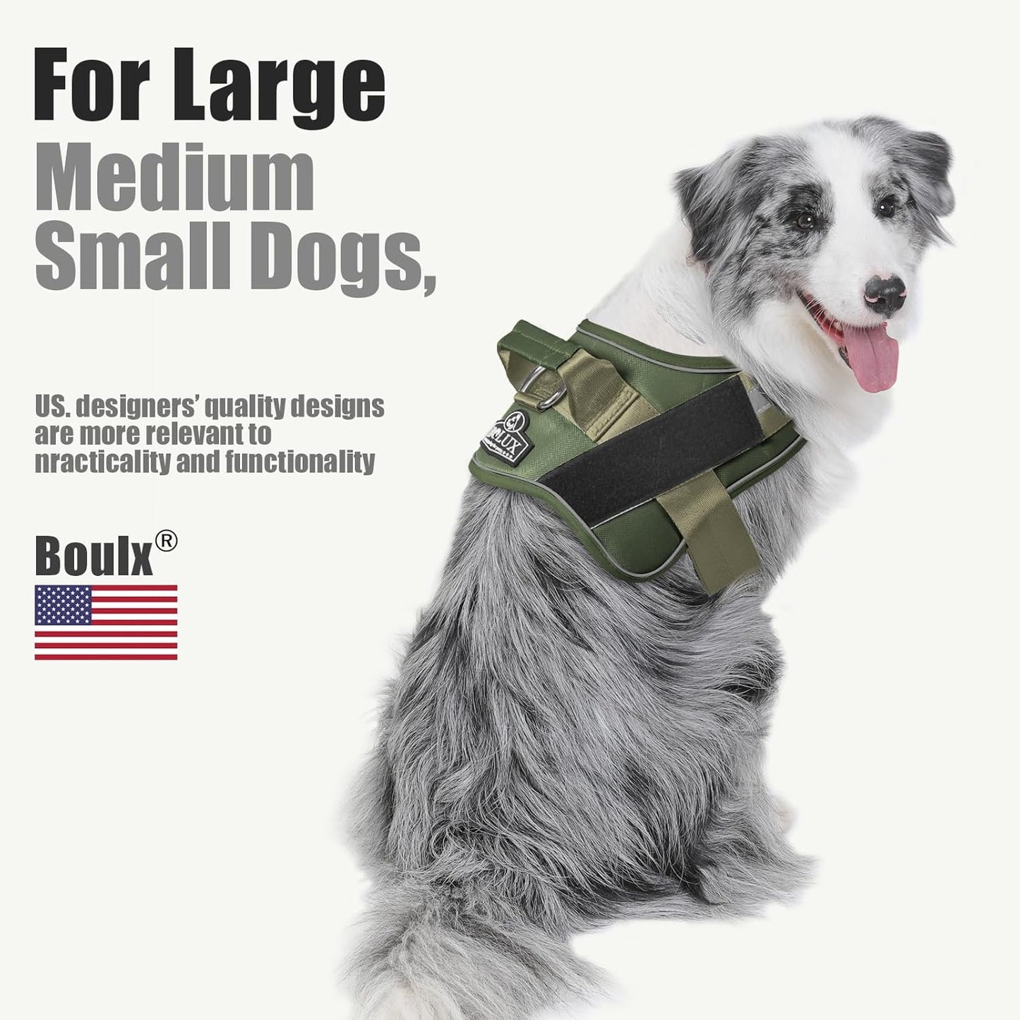 Bolux Dog Harness, No-Pull Reflective Dog Vest, Breathable Adjustable Pet Harness with Handle for Outdoor Walking - No More Pulling, Tugging or Choking