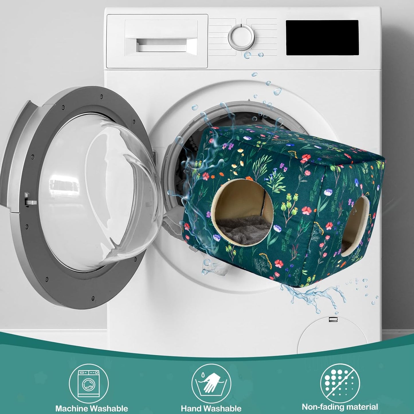 Bienbee Guinea Pig Hideout, Washable Guinea Pigs House Cozy Guinea Pigs Bed for Small Pet Bunny/Rabbit/Hamster/Chinchilla Guinea Pig Accessories Green Flowers