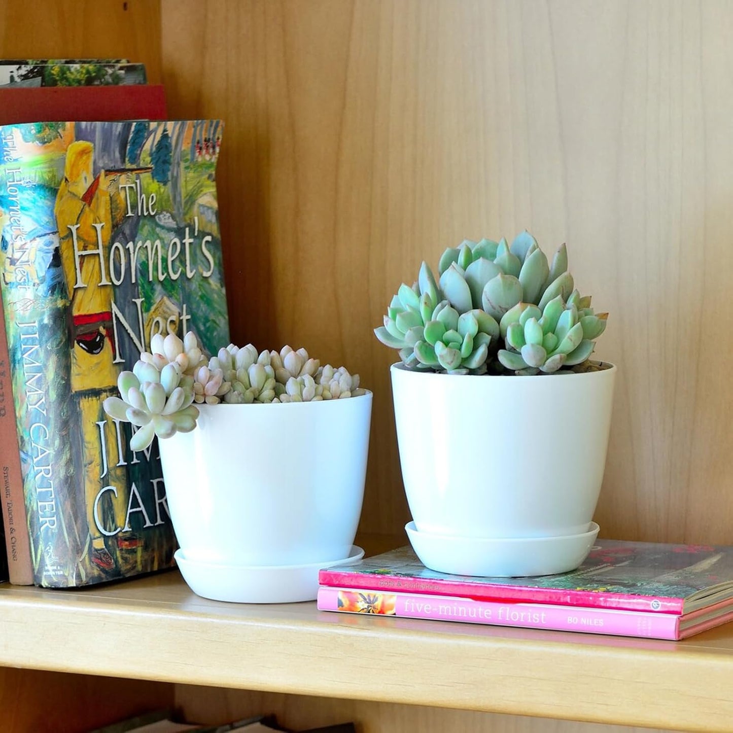 50 Pack 4 Inch Plant Pots Bulk Small Plastic Planters Pots with Drainage Holes Flower Pot for Succulent, Cactus, Herb, African Violet (50pcs-White, 4Inches)