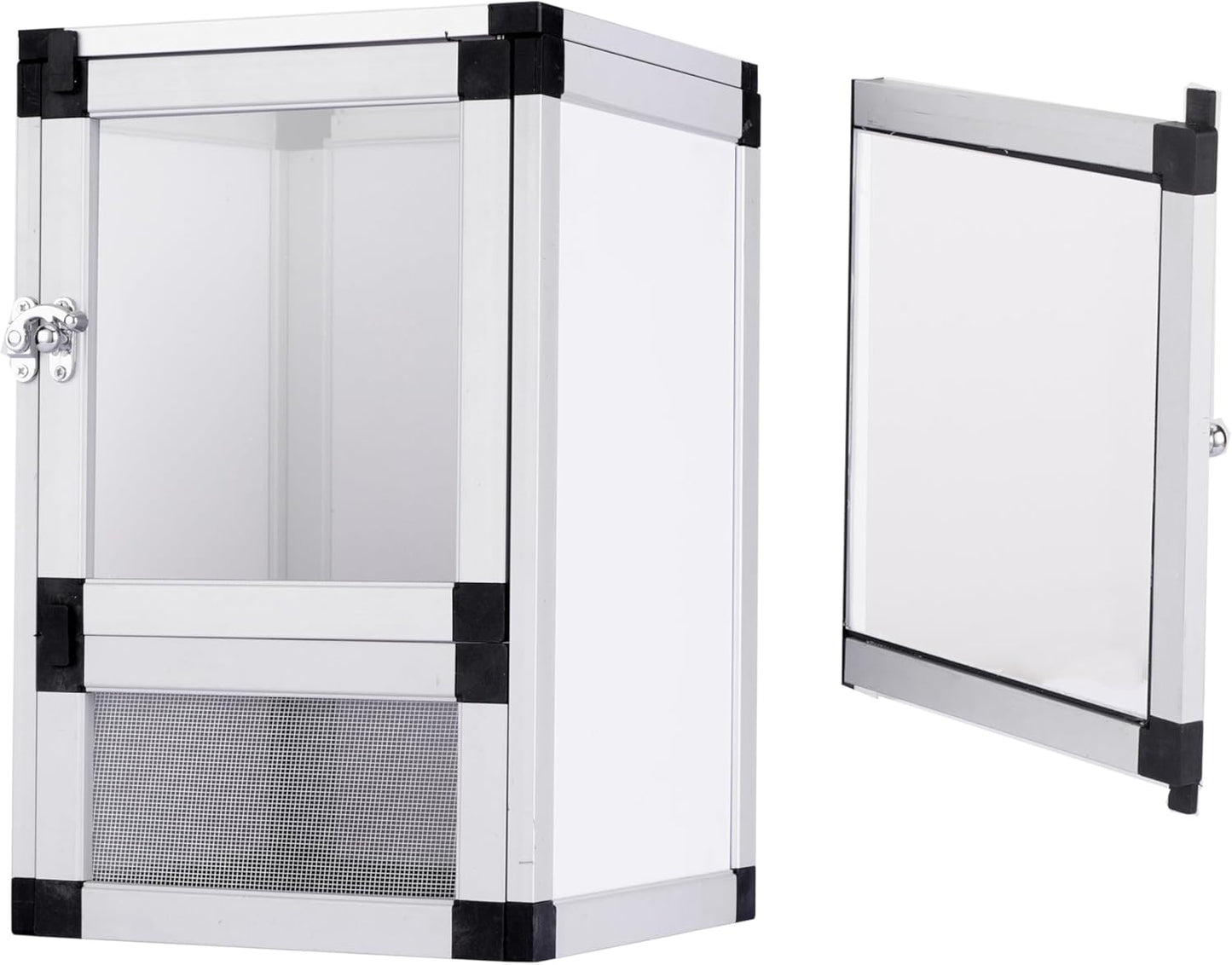 8" x 8" x 12" Bright White Reptile Cage, Rainforest Habitat with Acrylic Door, Ventilated Terrarium for Geckos, Frogs, Snakes, Easy Assembly