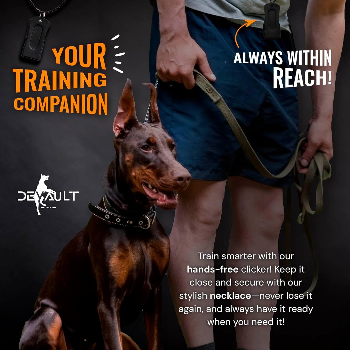 Black Dog Clicker with Necklace - Clickers for Pet Training - Dog Training & Behavior Aids Easy to Carry with You Anywhere - Teach Your Dog Tricks or Reward His Behavior