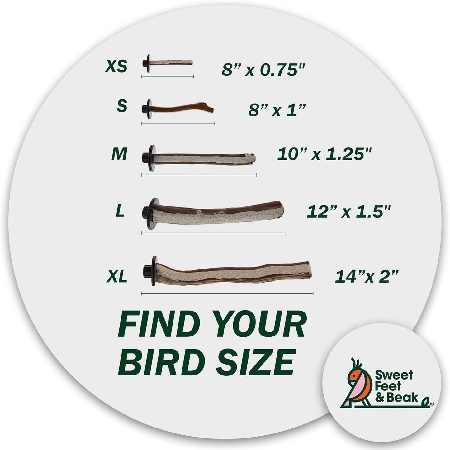 Superoost Manzanita Pumice Pedicure Perch- Easy to Install Bird Cage Accessories for Healthy Feet, Nails and Beak - Natural Bird Perches Imitates Birds' Life in The Wild - L 12"