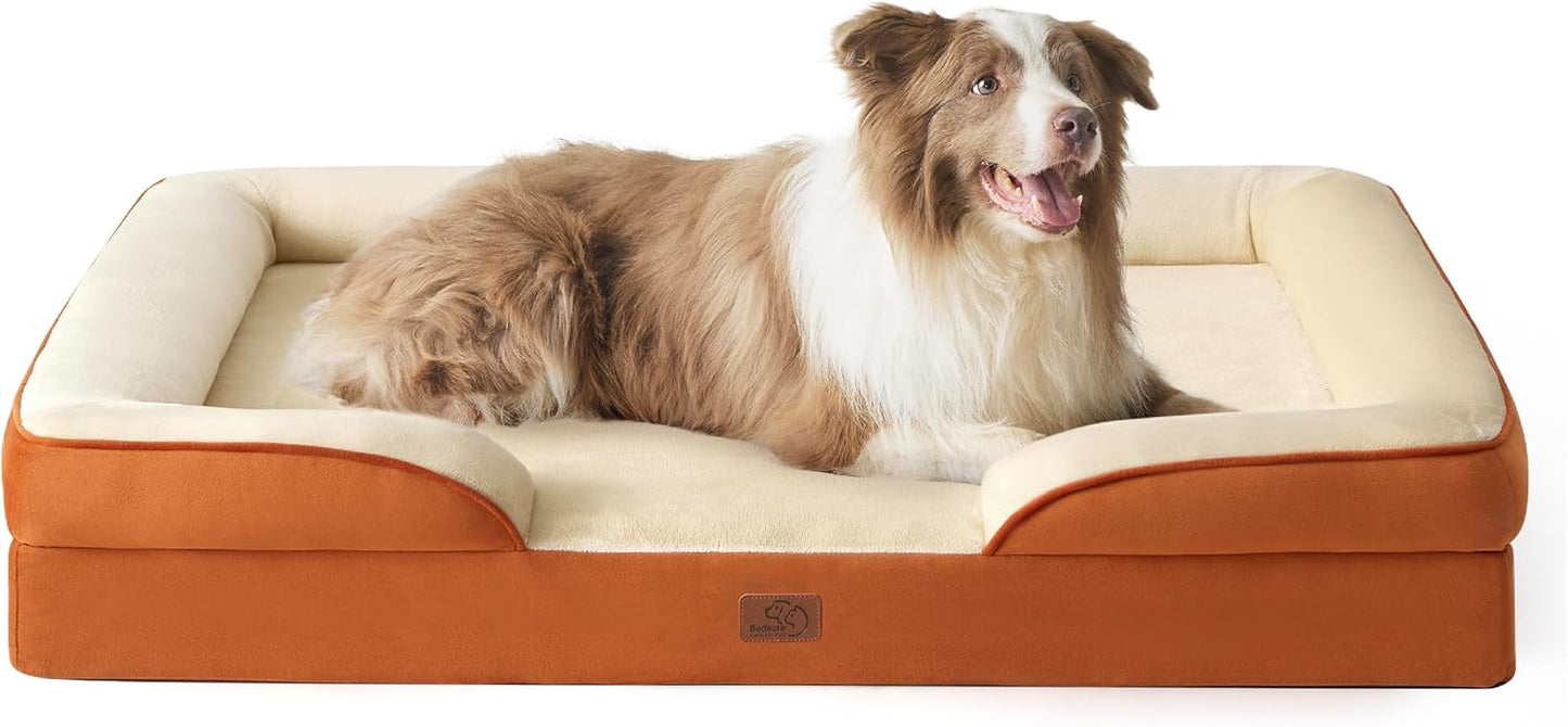 Bedsure L Plus Orthopedic Dog Bed for Large Dogs - Washable Dog Cat Bed Waterproof, L Plus Big Comfort Dogs Couch Sofa with Washable Removable Cover, Pet Bed with Nonskid Bottom, Ember Clay, 38"