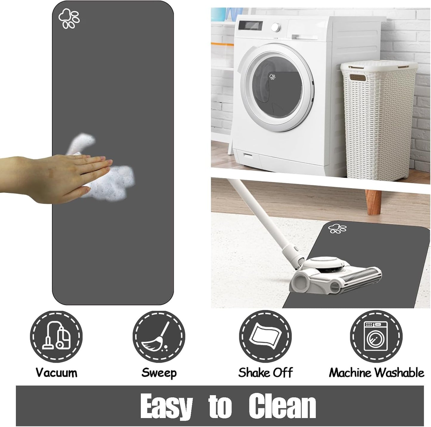 Large Pet Feeding Mat, 39.4" x 31.5" Absorbent Quick Dry Dog Mat for Food and Water Bowl, Non Skid Cat Bowl Mat, No Stains for Pet Water Dispenser Pet Supplies for Messy Drinkers