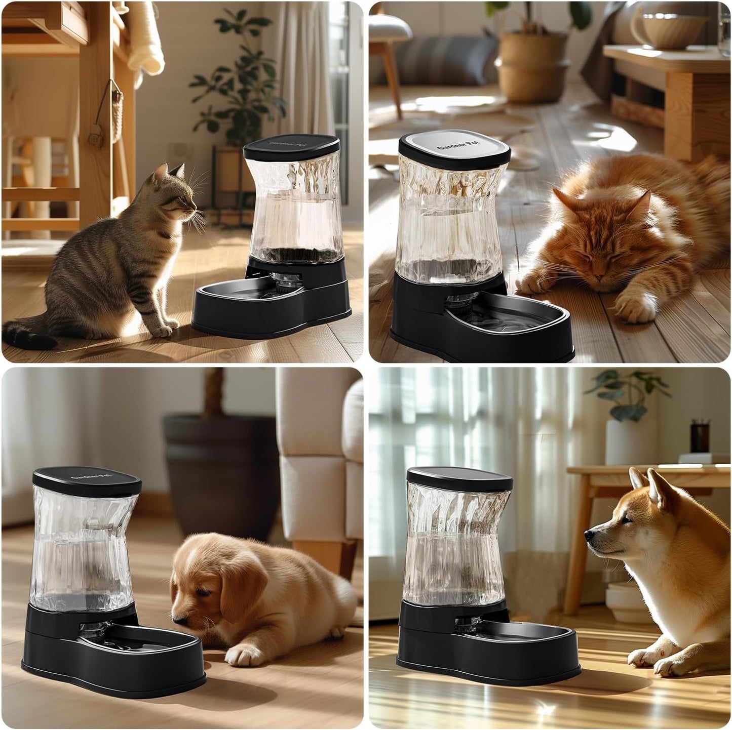 Gardner Pet Automatic Dog Water Dispenser Gravity Stainless Steel Water Waterer Feeder, 100% BPA-Free Large Capacity Water Feeding Bowls for Medium & Large-Sized Dogs Cats Other Pets -(1 Gallon)