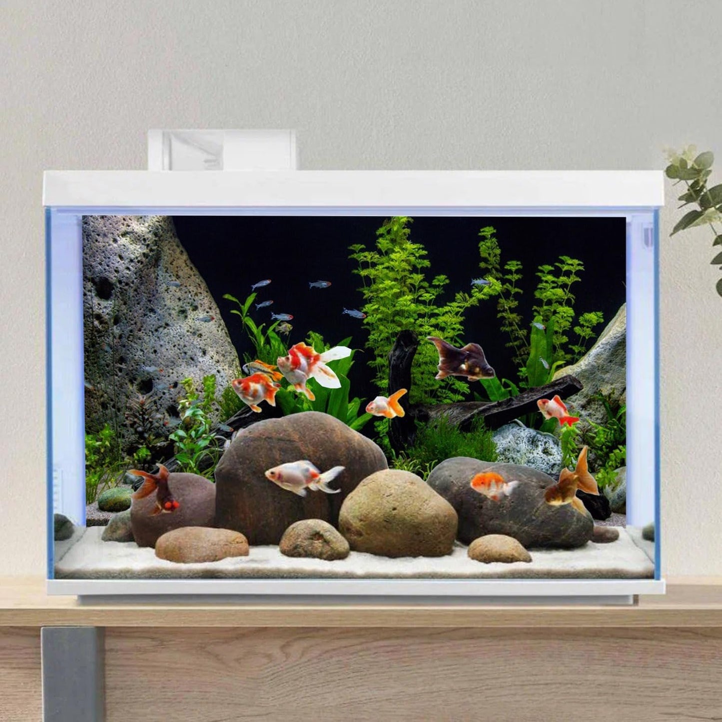 AWERT Vinyl Underwater Aquatic Plant Fish Tank Background Stone River Bed & Lake Aquarium Background 48x18 inches
