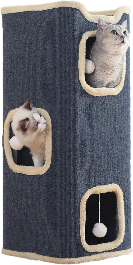 Cat House for Indoor, Multi-Level Cat Condo Foldable Cave Bed (3-Level)