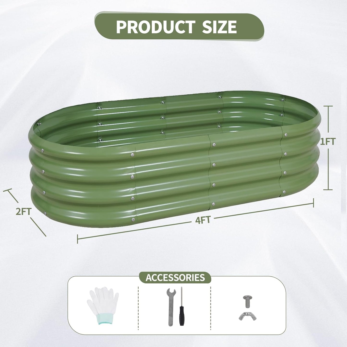 Galvanized Raised Garden Bed Outdoor- 2 Pcs Raised Beds for Gardening| Metal Planter Box, Steel Raised Garden Bed Kit with Gloves for Vegetables, Flower, Herbs (4x2x1FT, Green)