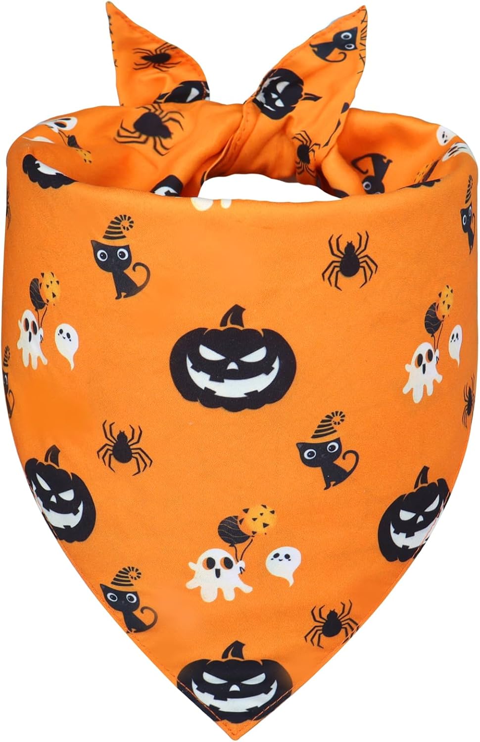 Halloween Dog Bandana for Large Dogs - Reversible Orange Jack-o-Lantern & Spiderweb Print Scarf - Soft & Quick-Dry for Costume Parties