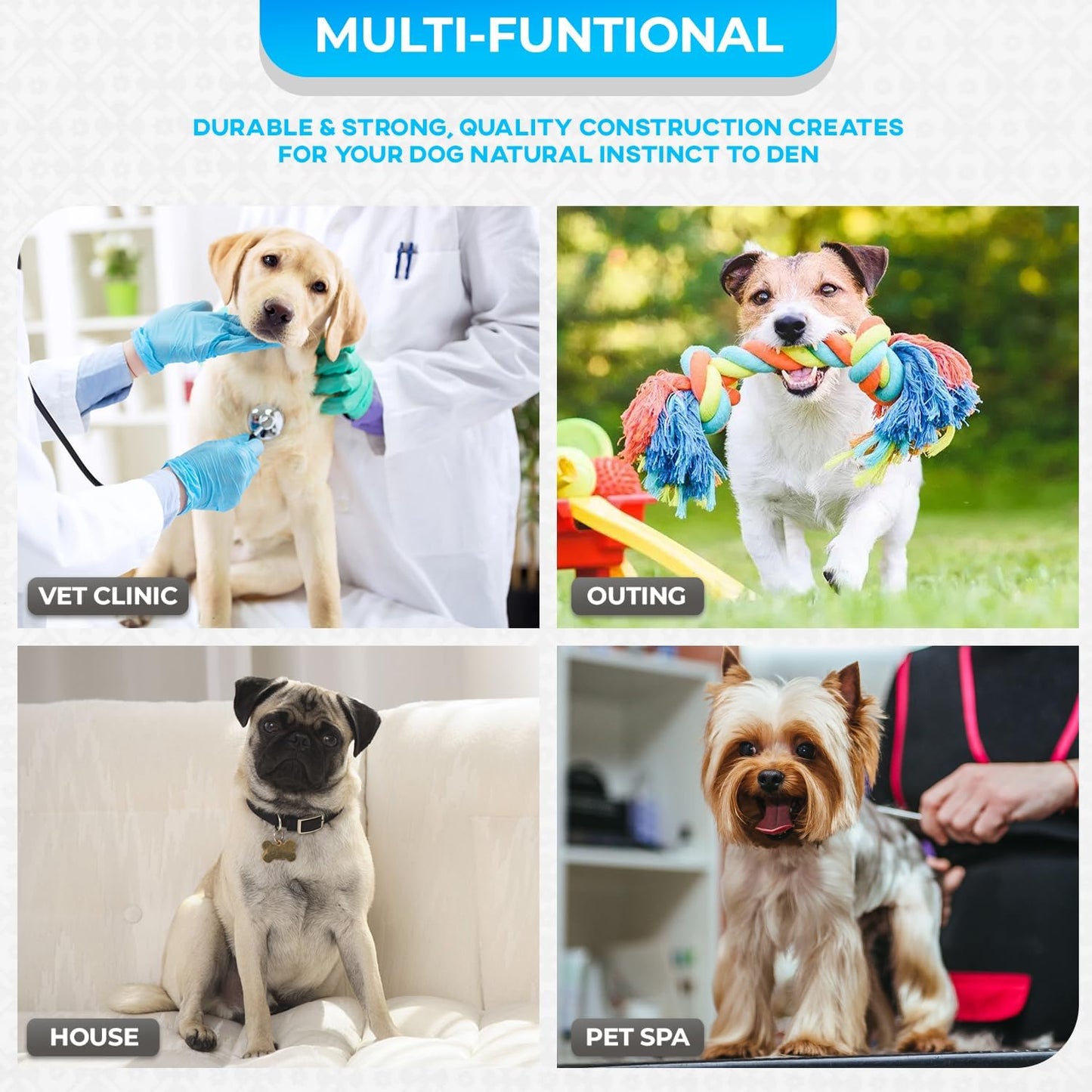 FDW Dog Crate for Medium Dogs 30 Inch Folding Metal WirePet Cage Double Door W/Divider Panel Indoor Outdoor Kennel Leak-Proof Plastic Tray,Blue