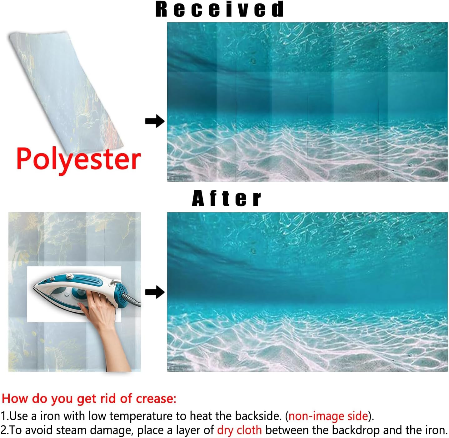 72X18IN Natural Undersea Aquarium Background, Undersea Beach Fish Tank Background, with 8 EVA Double-Sided Tape