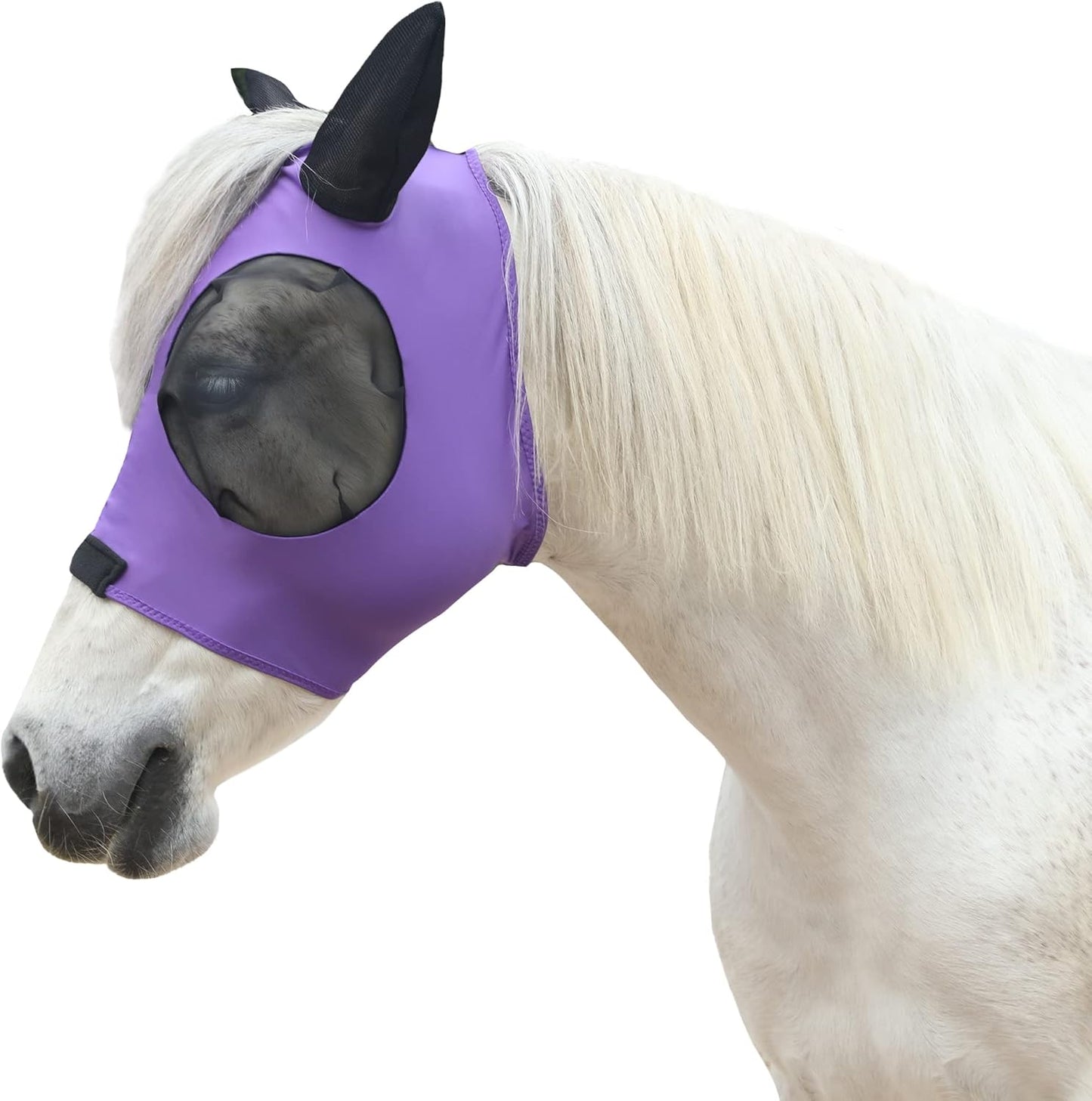 Horse Mesh Fly Mask with Ears, Soft Lycra Mesh Mask Anti-UV with Ears Violet, Cob