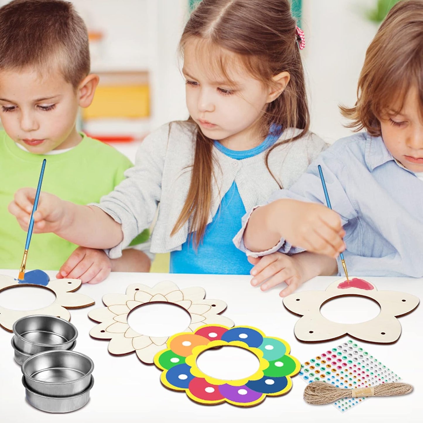 Fennoral 4 Pack Bird Feeder Kits for Kids Make Your Own Bird Feeders Wooden Arts and Crafts for Kids Ornaments DIY to Paint Bird Feeders Craft for Spring Winter Garden Outdoor Activities Project