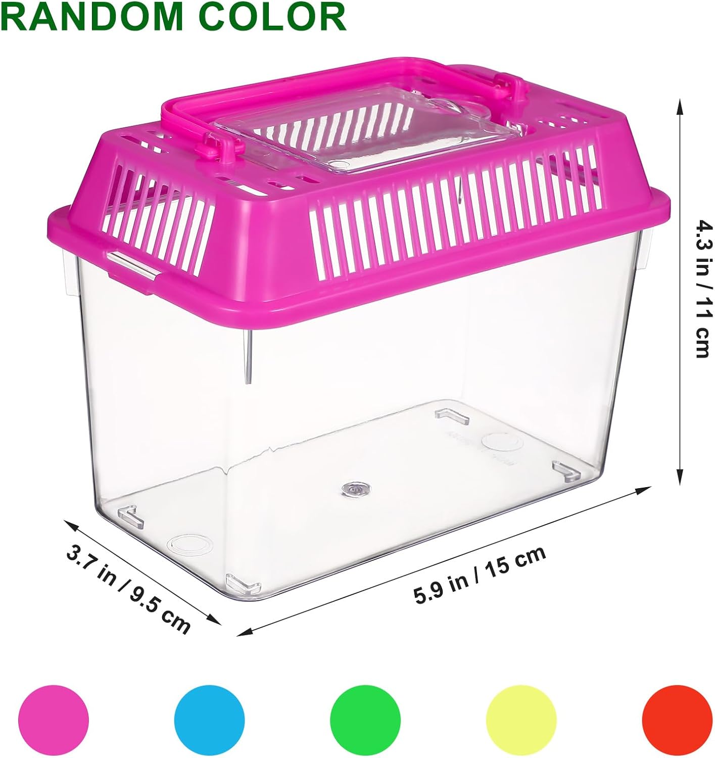 NOLITOY 4pcs Mini Fish Tank, Plastic Fish Box Breeding Case with Handle Desktop Reptile Carrier Portable Aquarium for Shrimp Turtle Shrimp Goldfish (Random Color)