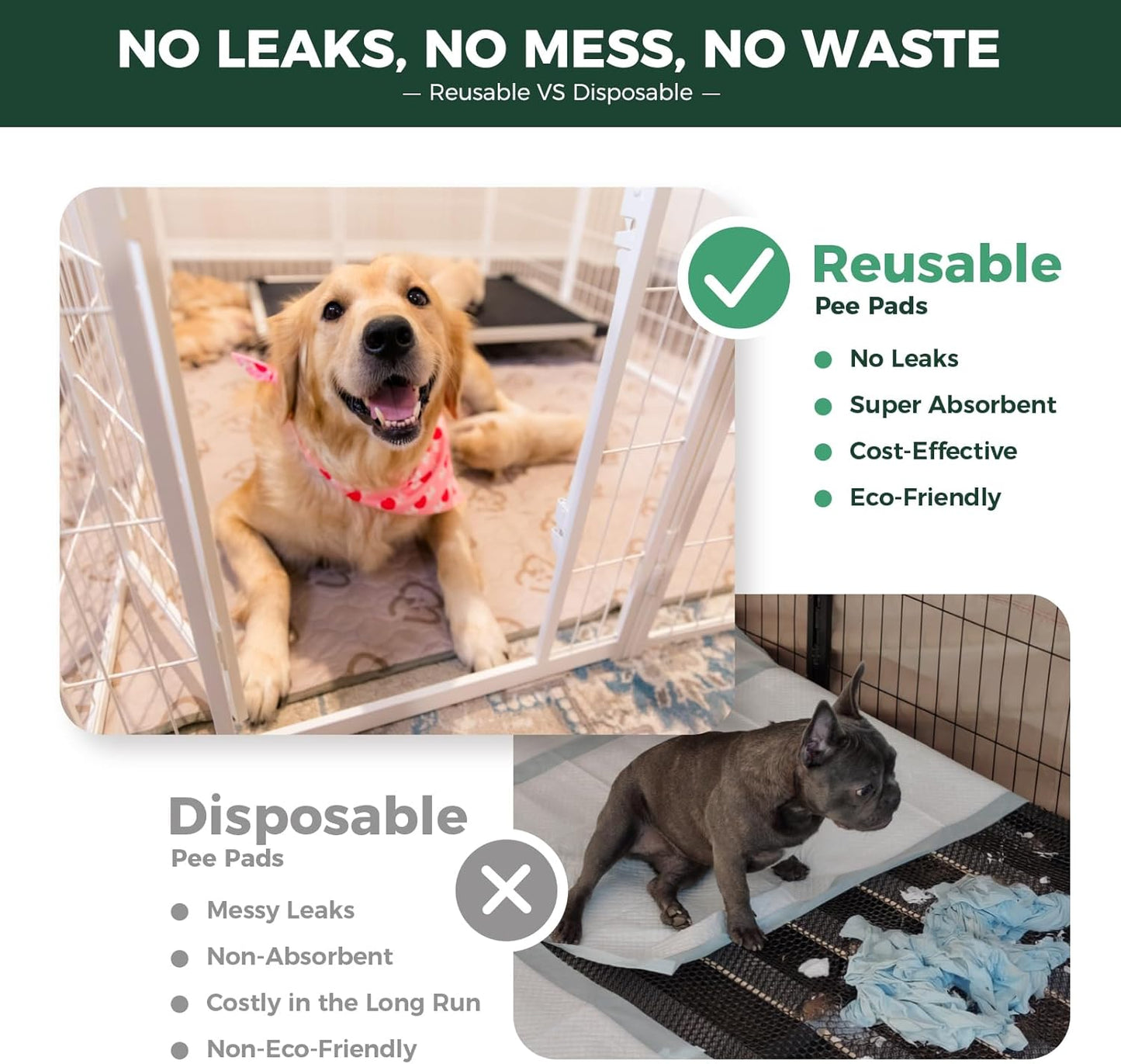 FXW Washable Pee Pads for Dogs, Puppy Pads with Super Absorbent, Specifically Designed for FXW Rollick/Homeplus 32/40/45inch 6 Panels Dog Playpen, 35" Hexagon, Khaki, 2 Packs