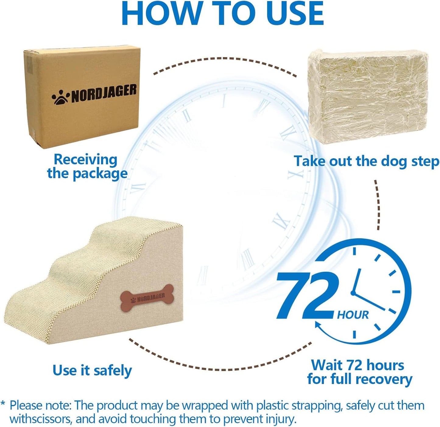 5-Step Spliceable Pet Stairs: Indoor& Outdoor Multi-Use with a Removable Cover and a Pocket, Best for Small Pets and Older Dogs Who Has Spine and Arthritis Issues to Get on High Beds, Beige（22.8" H）