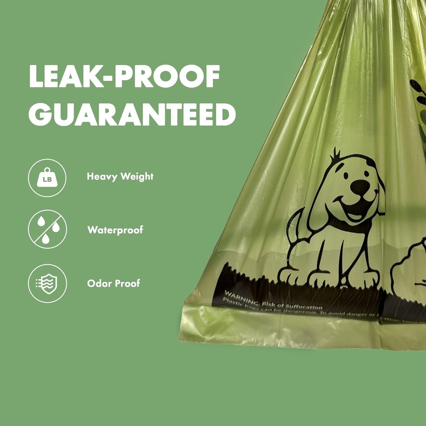 GORILLA SUPPLY Dog Poop Waste Bags with Dispenser and Leash Tie, 9" x 13", Green, 1000 Count