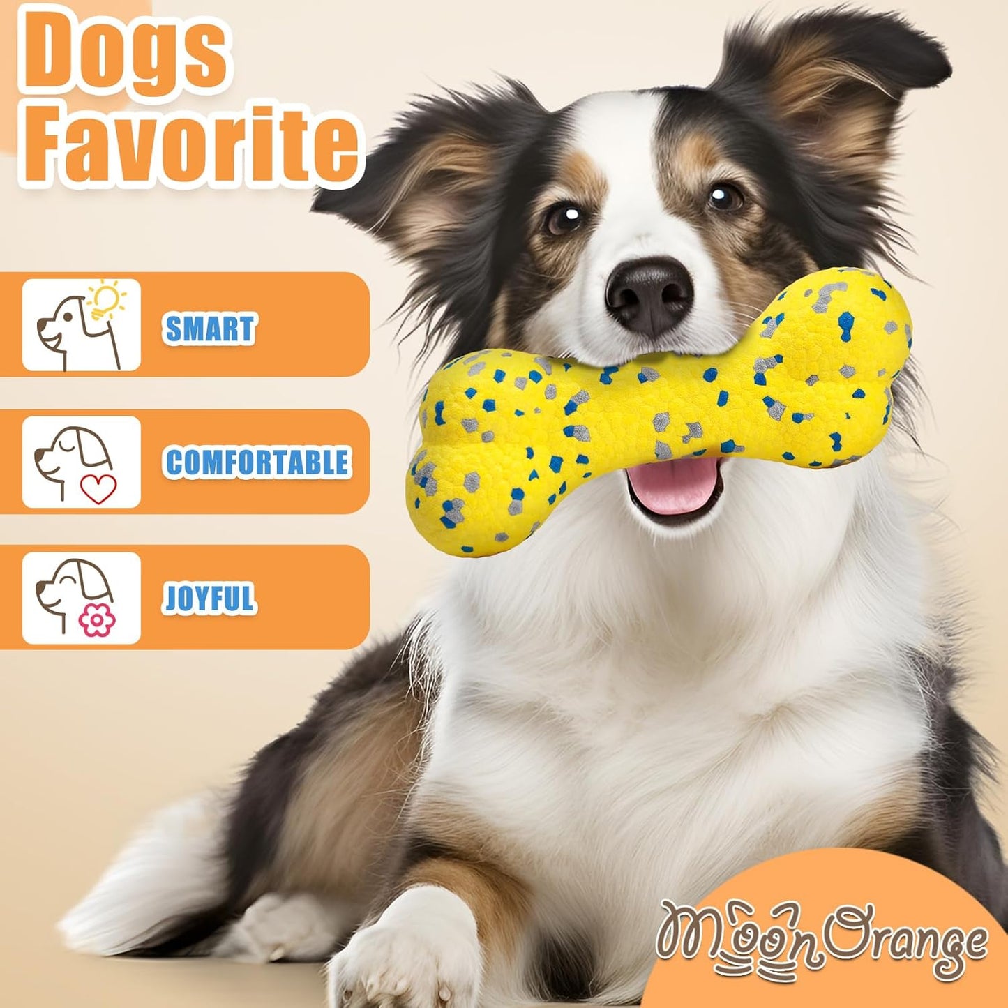 2Pcs Upgrade Bone Dog Balls+Rugby Dogs Toys for Aggressive Chewers, Indestructible Tennis Balls for Dogs (Blue+Yellow)