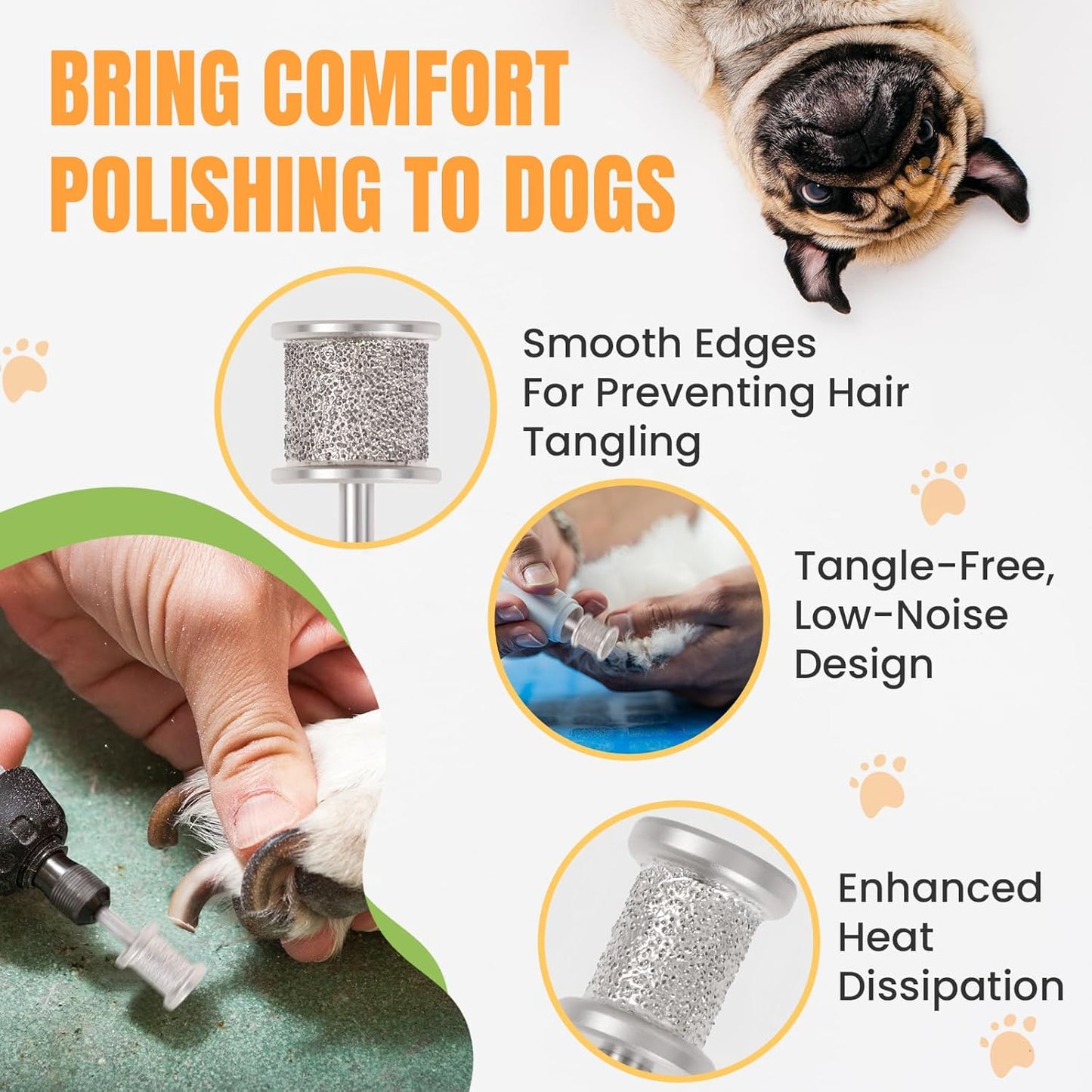 CAELUM 2Pack Diamond-Coated Pet Nail Grinder Bits, Dual Grit for Large & Small Dogs, 1/8” Shank for Dremel Nail Tools, Low Noise, Durable Nail Trimmer for Dogs, Top & Side Grinding