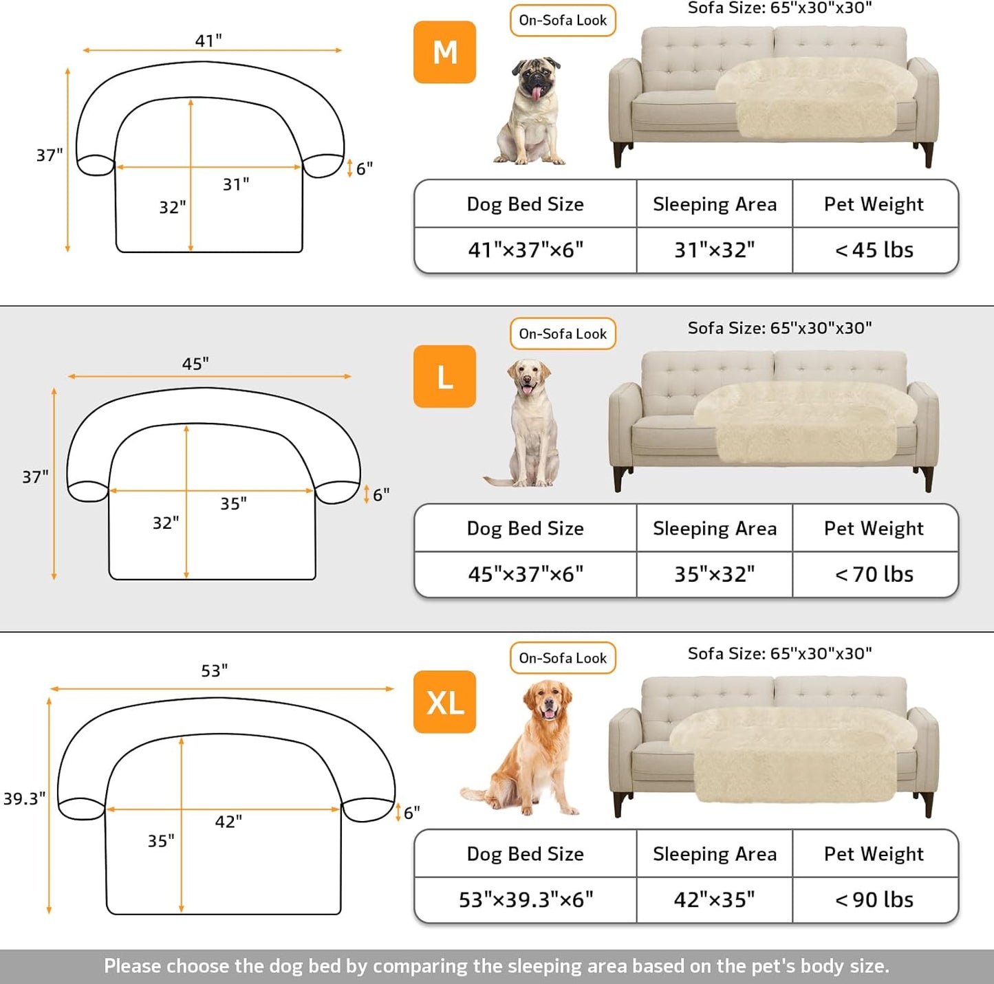 Calming Dog Bed Fluffy Plush Dog Mat for Furniture Protector with Removable Washable Cover for Large Medium Small Dogs and Cats (Large, Beige)