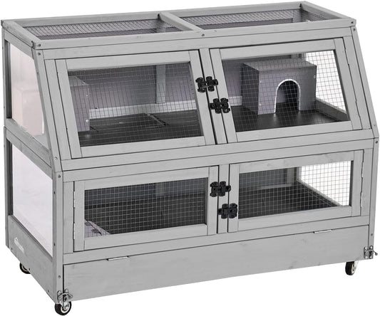Aivituvin Guinea Pig Cage Chew Proof Hamster Cage Metal Frame Rat House Small Animal Habitat Critter Nation Cage 2 Levels Double Use Movable