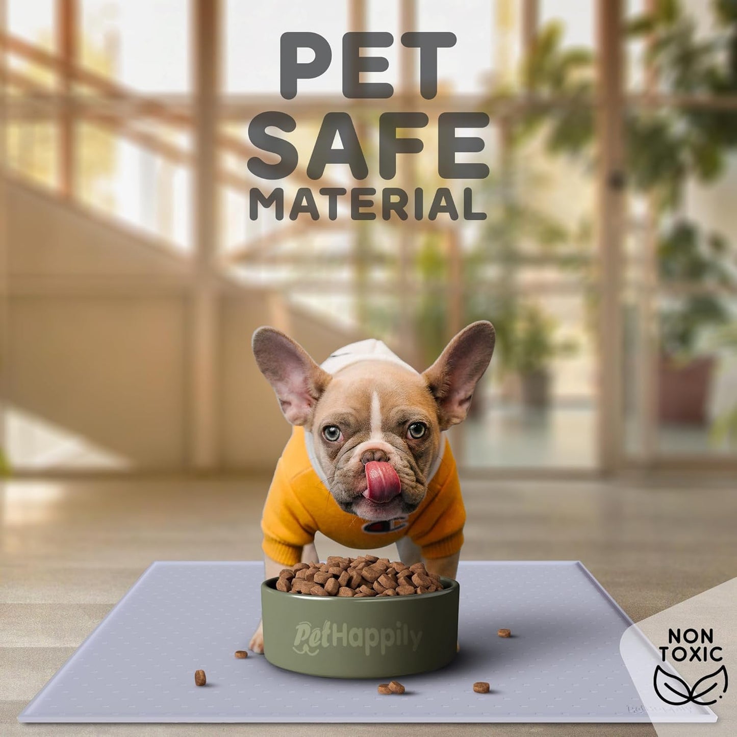 Dog Food Mat - Raised Edges Dogs Mat for Food and Water Prevent Spill, Waterproof Cat Food Mats Protect Floors, Easy Clean Dog Bowl Mats for Food and Water, Silicone Pet Food Tray