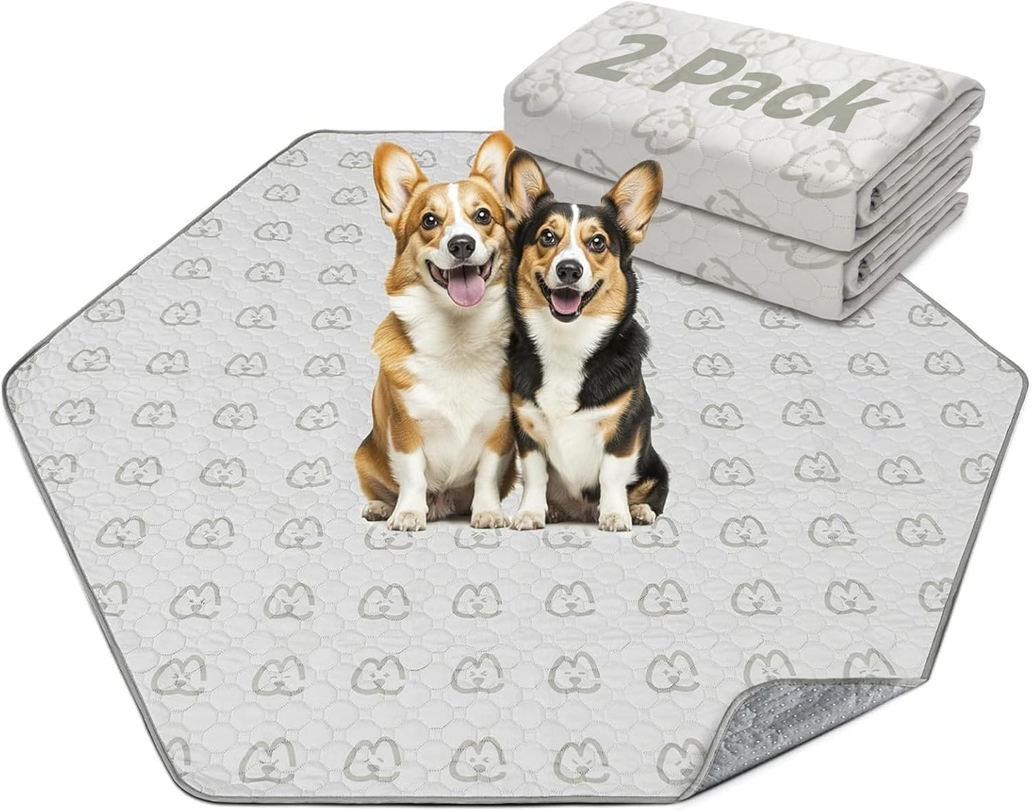 FXW Washable Pee Pads for Dogs, Puppy Pads with Super Absorbent, Specifically Designed for FXW Rollick/Homeplus 24inch 6 Panels Dog Playpen, 31" Hexagon, Khaki, 2 Packs