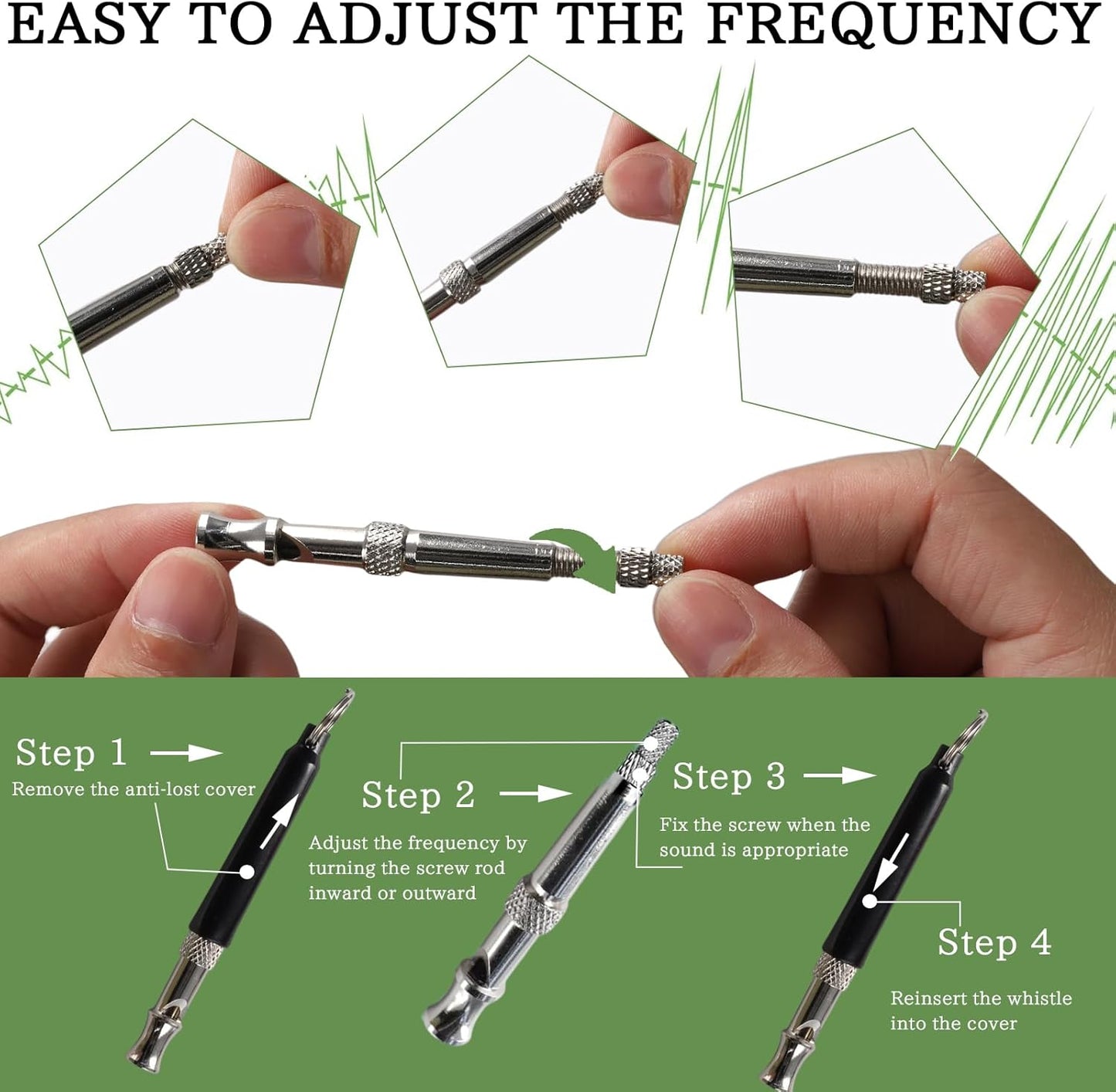 3 PCS Dog Whistle to Stop Barking Neighbors Dog, Adjustable Ultrasonic Wave Silent Dog Whistle, with Lanyard, Small and Portable, Suitable for All Dog Breeds (Black+White+Orange)