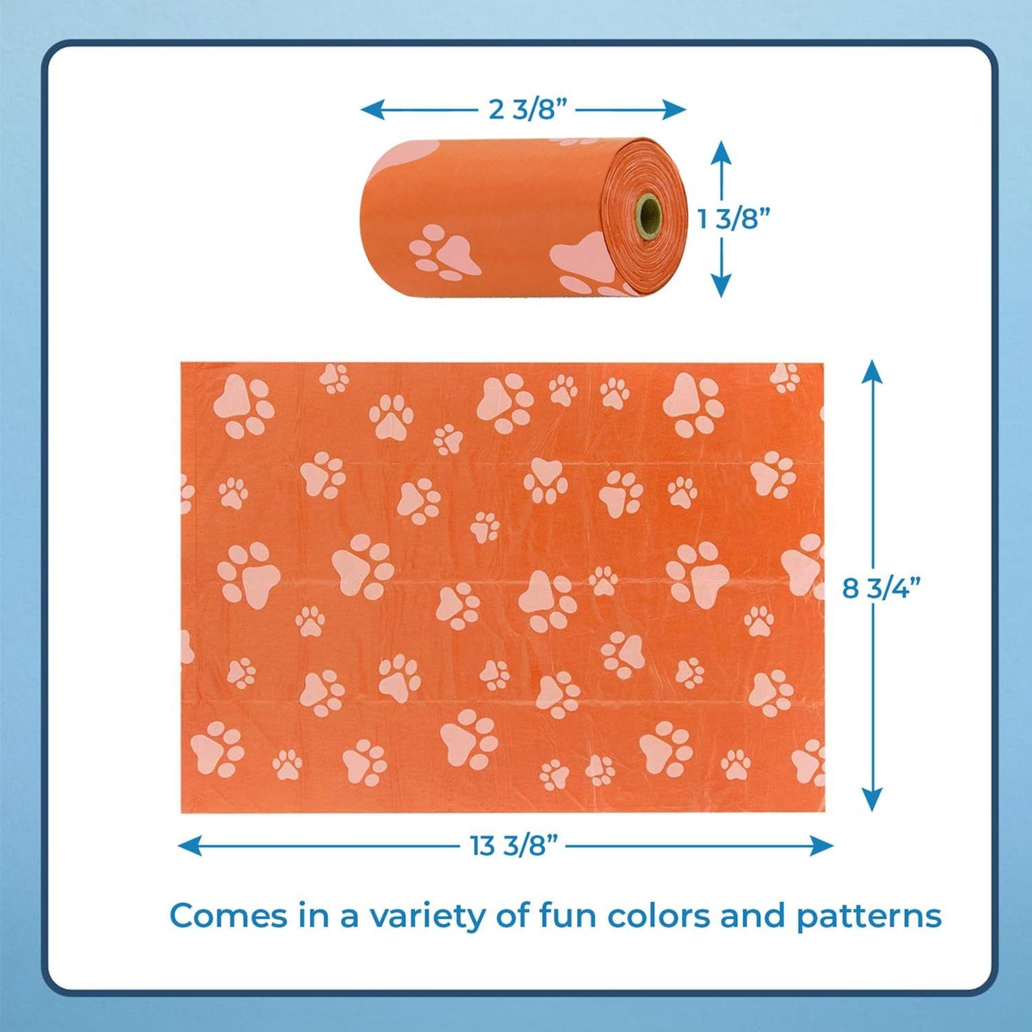 Best Pet Supplies Dog Poop Bags (240 Bags) for Waste Refuse Cleanup, Doggy Roll Replacements for Outdoor Puppy Walking and Travel, Leak Proof and Tear Resistant, Thick Plastic - Orange