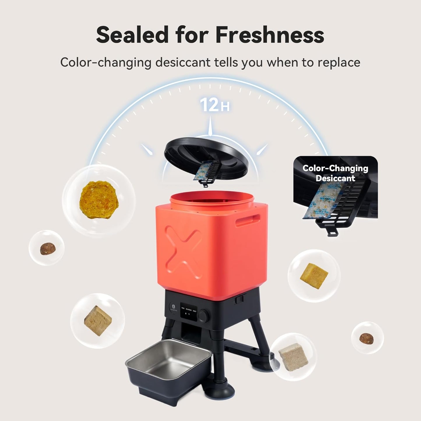 14L Automatic Dog Feeder for Large Breed – Extra Large Capacity, Anti-Blockage, Timed Auto Dog Food Dispenser, Dual Power Supply, Stainless Steel Bowl