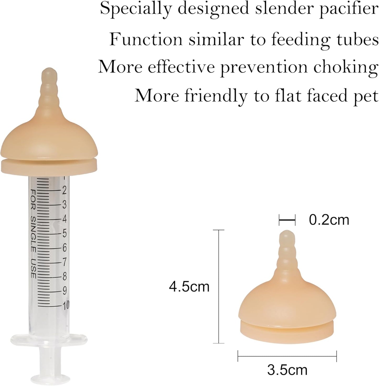 Silicone Feeding Nipple and Syringes for All Breed of Puppies and Other Animals Dongdong pet (4 Size Nipple+6 Syringes)