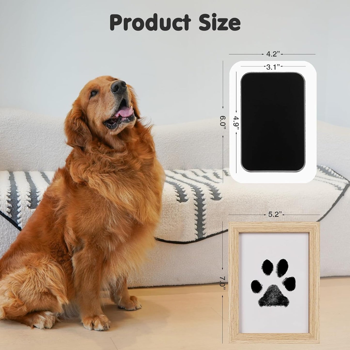 Inkless Paw Print Kit for Dogs,Cats & Babies – Clean Touch Dog Nose & Baby Handprint Kit, Mess-Free Ink Pad with 4 Pads & 2 Wooden Frames – Keepsake Gifts for Pet Owners & New Moms