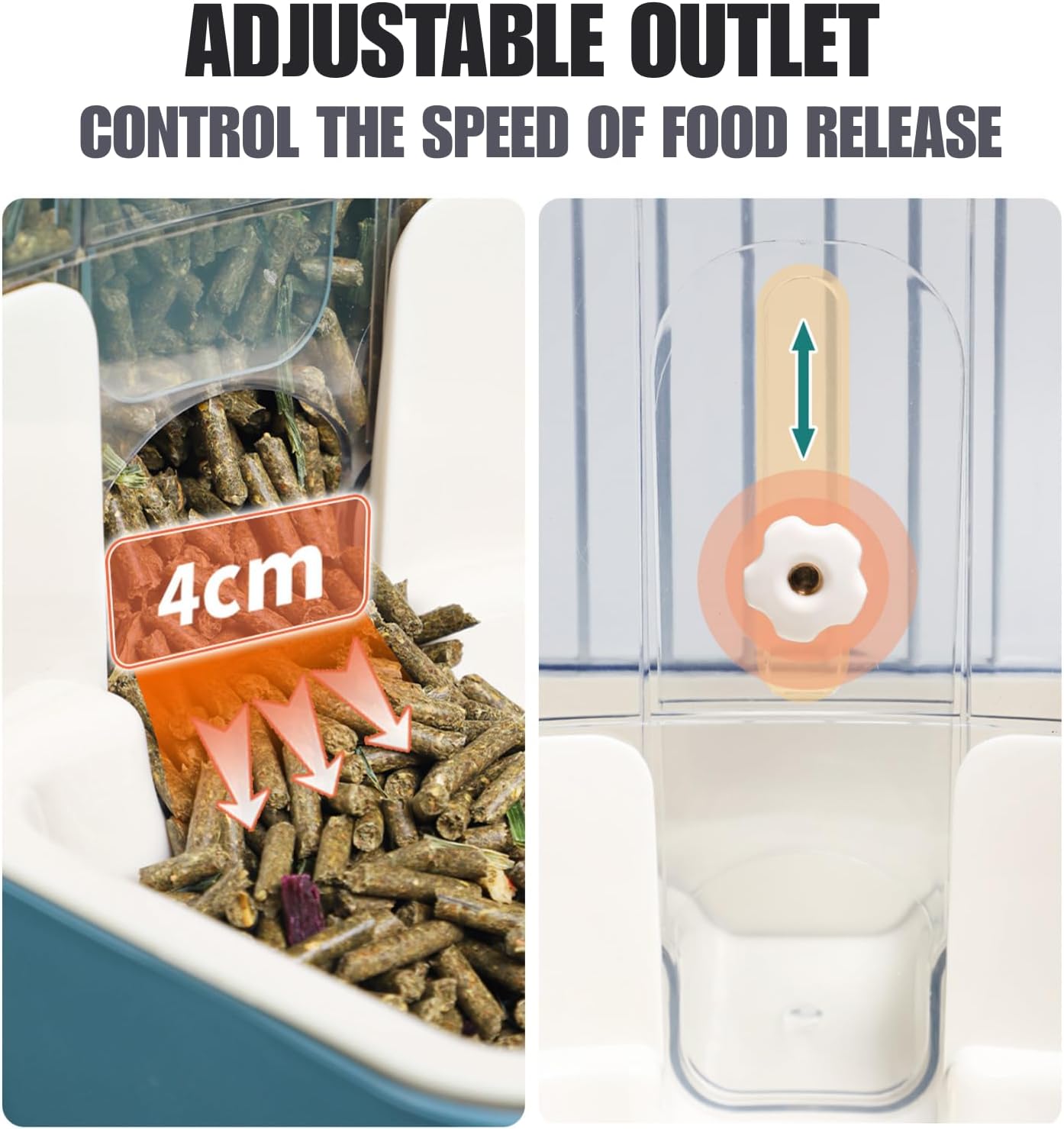 Automatic Pet Food Water Dispenser, Auto Gravity Pet Feeder Water Bottle Set for Crate, Feeding Station for Small Dog Cat Rabbit Guinea Pigs Chinchilla Ferret Hedgehog (Gray)