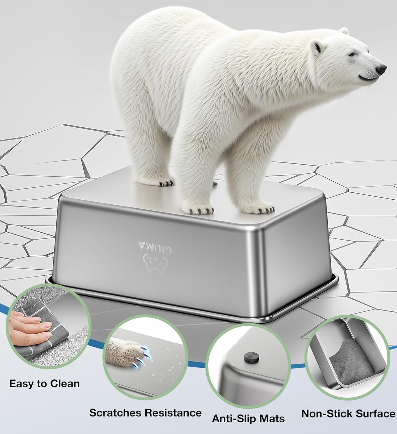 2 Pack Stainless Steel Cat Litter Box, 23.4" L×15.6" W×7.8" H, Metal Kitty Litter Box with High Sided for Big Cats, Non-Stick, Easy to Clean, Odor-Free