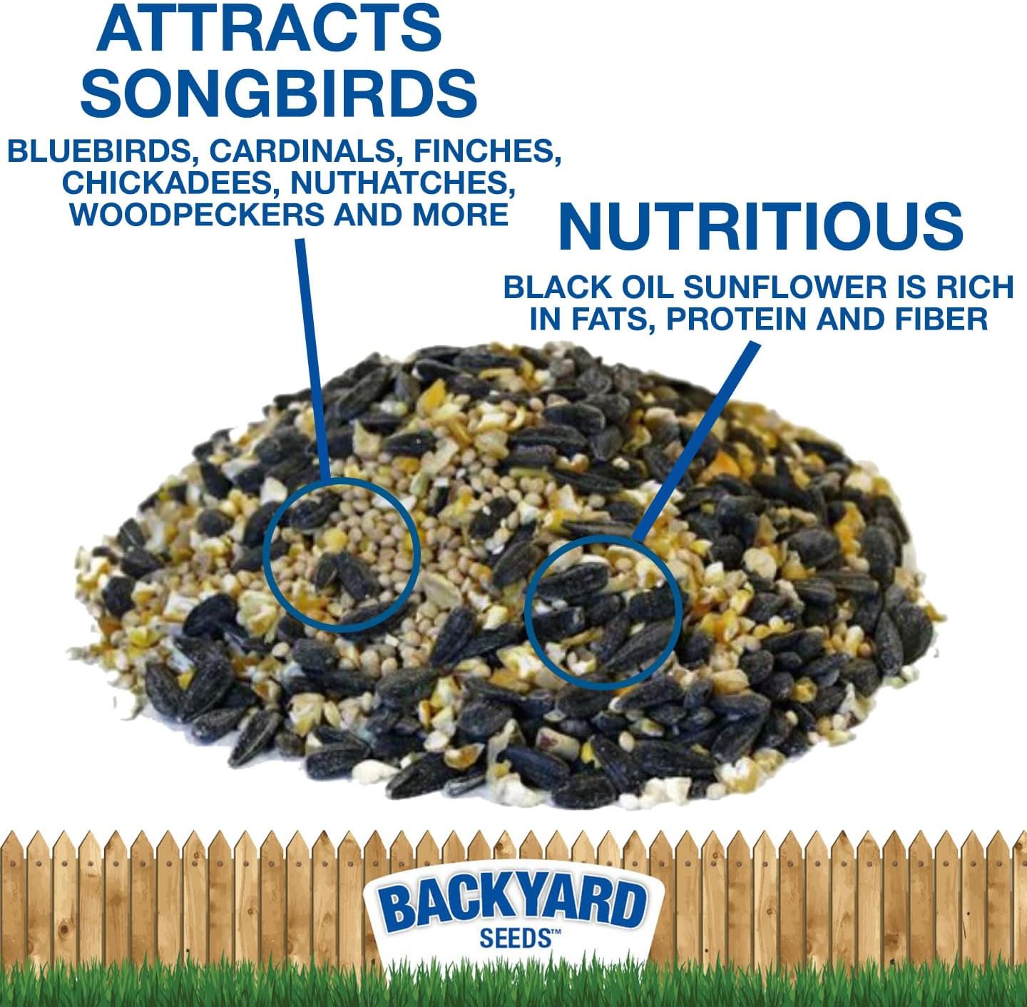 Backyard Seeds Songbird Blend Mixed Bird Seed - Attracts Bluebirds, Cardinals, Chickadees (7 Pounds)