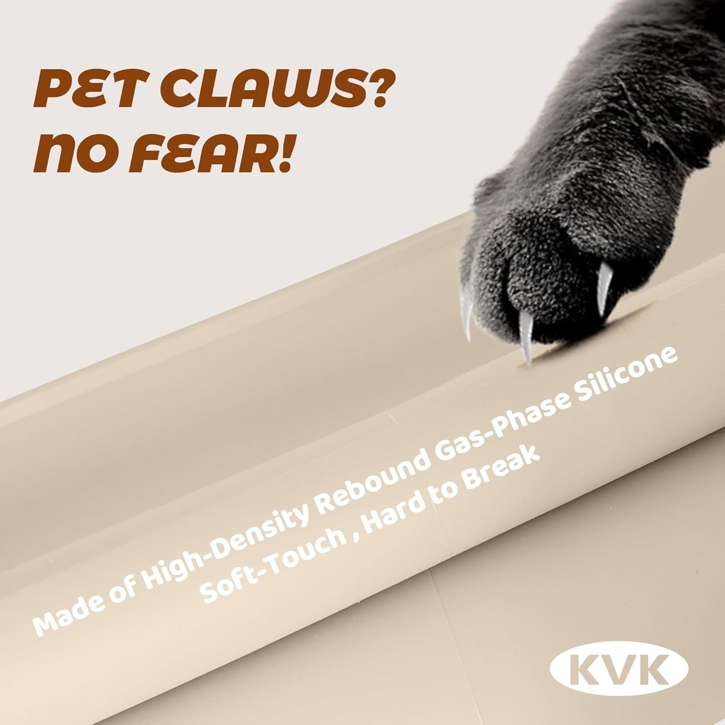 KVK Dog Food Mat, 39.4×29.5in Extra Large Silicone Pet Feeding Mat - Waterproof, Non - Slip, Chew - Resistant for Food & Water, Protect Floors (Cream)