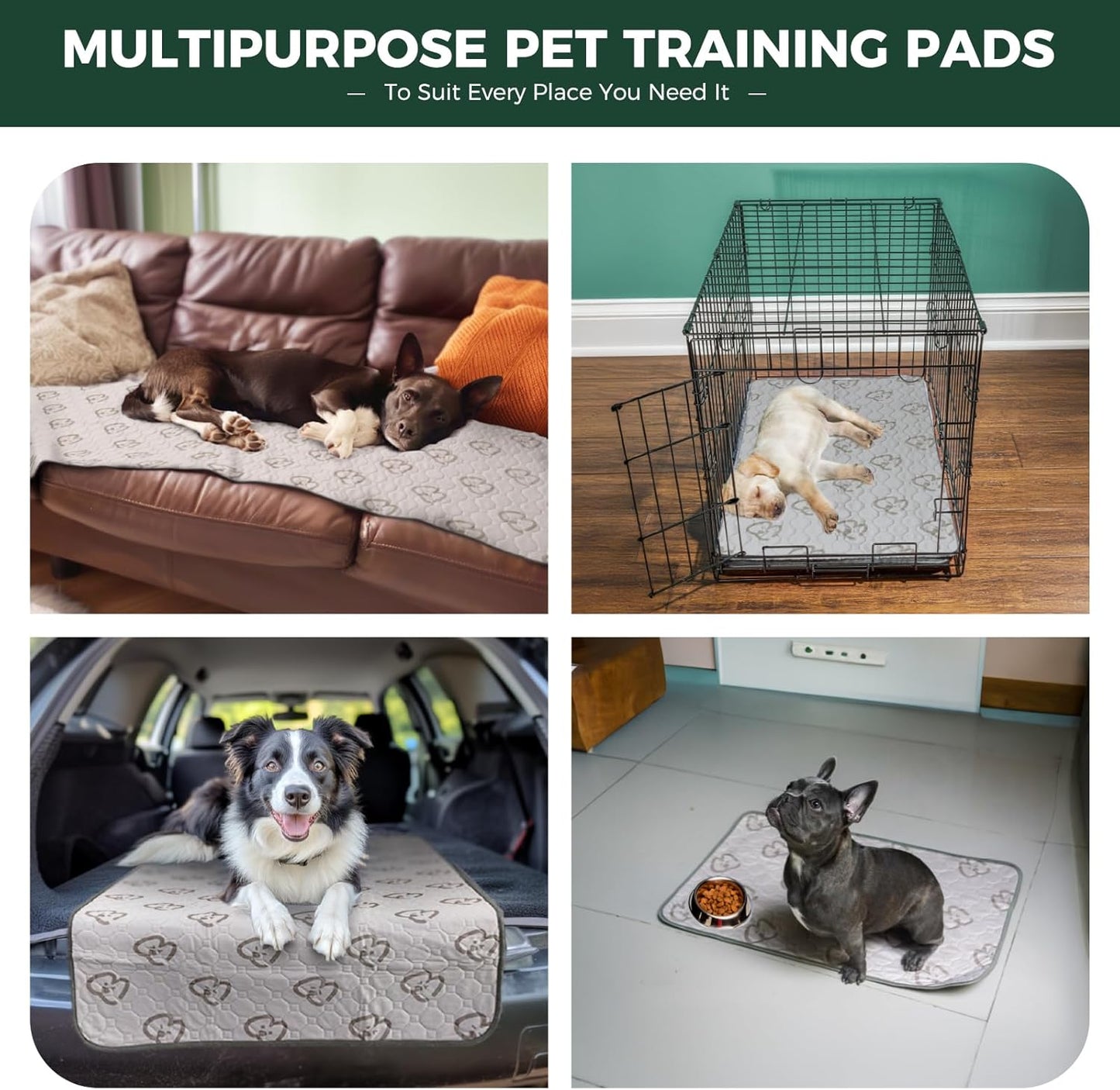 FXW Washable Pee Pads for Dogs, Puppy Pads with Super Absorbent, Specifically Designed for 18inch Cages, 17" × 11" Rectangle, Khaki, 1 Pack