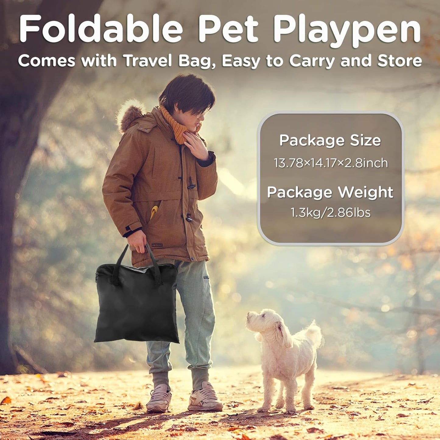 Foldable Pet Kitten Playpen, Upgrade Waterproof Portable Cat Dog Playpen Kennel Tent for Small Dog Cat, Removable Shade Cover, Come with Free Carrying Case, Indoor Outdoor Use for Small Pet, Brown