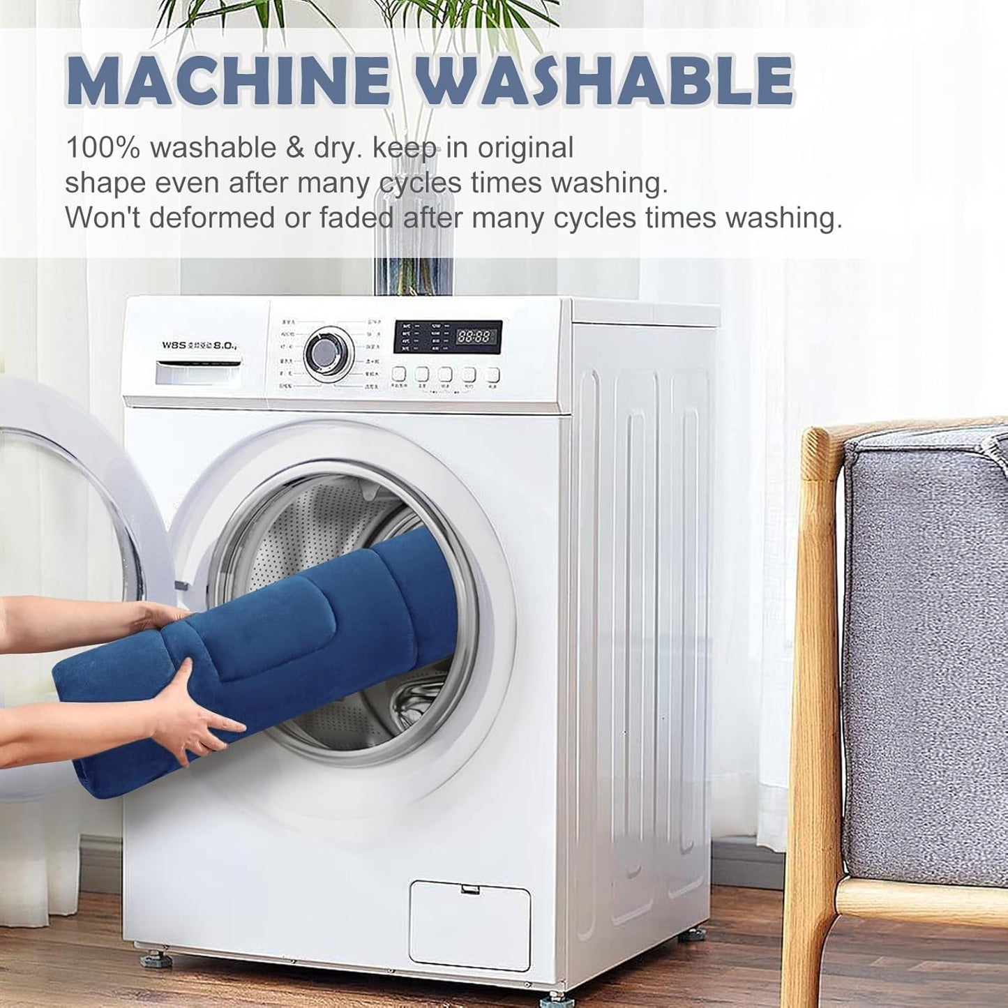 JoicyCo Dog Crate Bed Pad Mat, 36 in Non Slip Bottom Washable for Medium & Large Dogs, Kennel Pad, Dark Blue