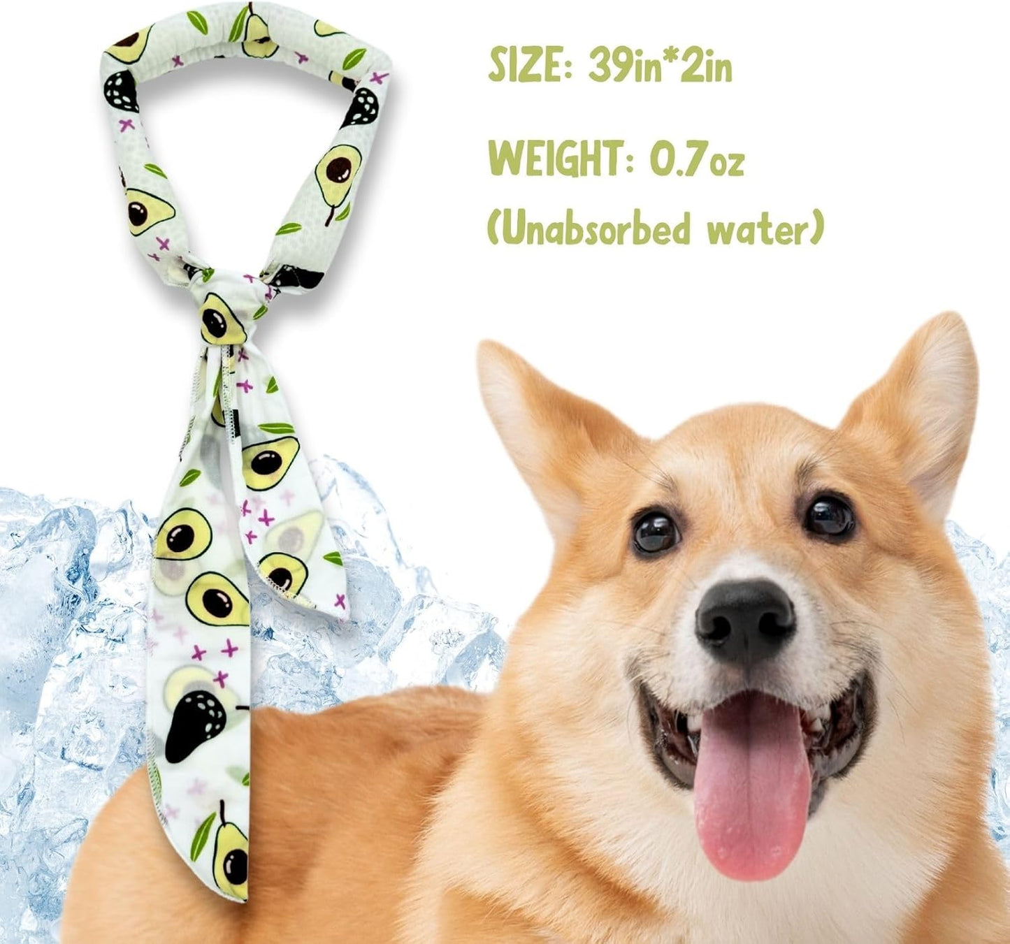 2pcs Cooling Scarf for Pets,Summer Cooling Scarves Keep Cats and Dogs Cool, Reused,Rrecycled,Suitable for Dogs (2pcs-Avocado)