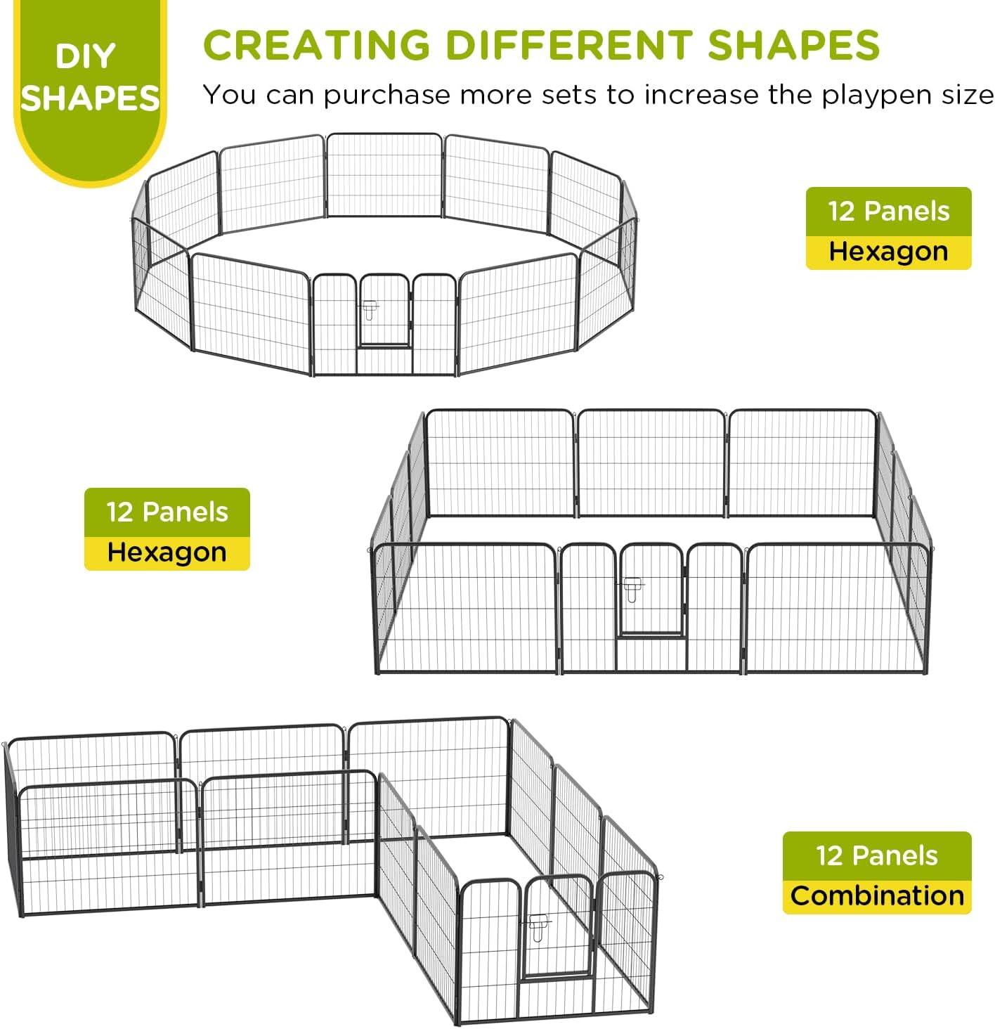 BestPet | Dog Playpen | 24 Inch, 12 Panels | Heavy Duty Metal Pet Exercise Pen | Indoor Outdoor Fence Panels | Rust-Resistant, Removable, Tool-Free Setup | Anti-Skid, Expandable Design