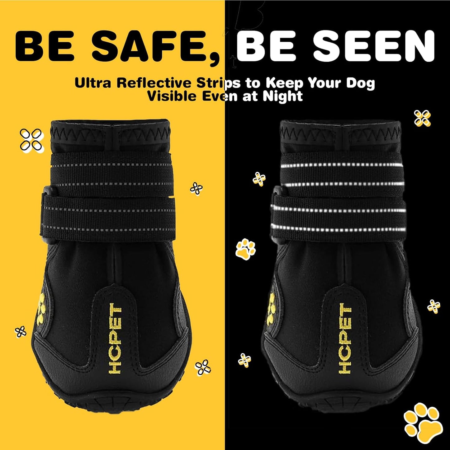 Hcpet Dog Shoes, Dog Boots for Small Dogs, Waterproof Medium Dog Booties Paw Protector for Summer Hot Pavement, Winter Snowy Day, Outdoor Walking, Indoor Hardfloors Anti Slip Sole Black Size 4